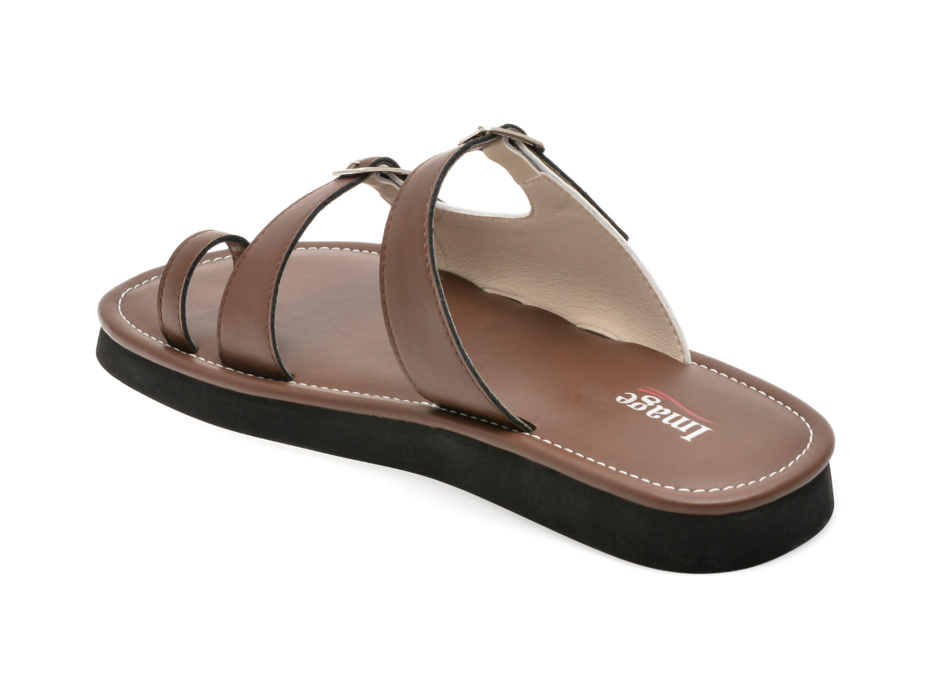 Papuci IMAGE maro, 201511, din piele naturala