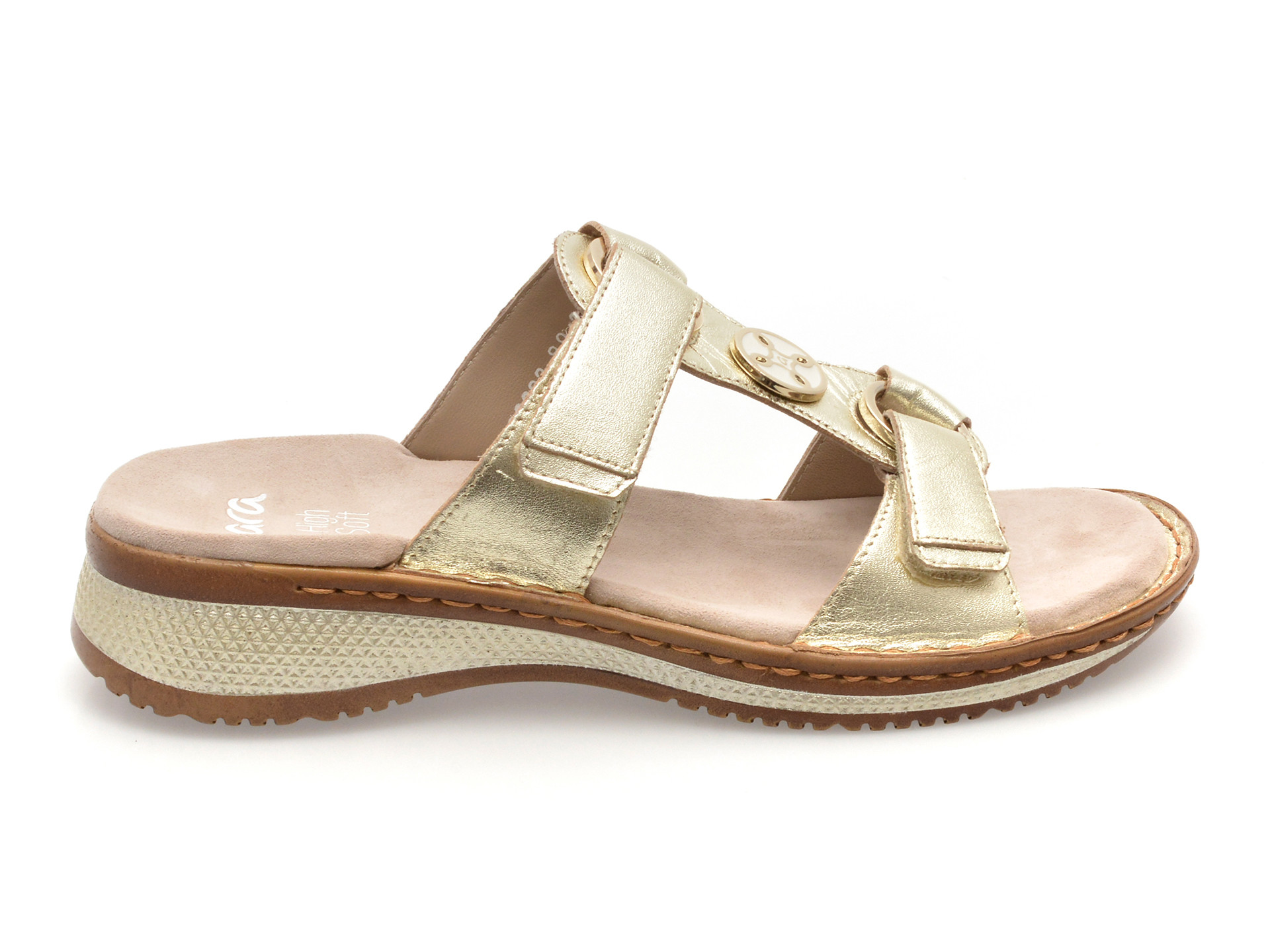 Papuci ARA aurii, 29003, din piele naturala