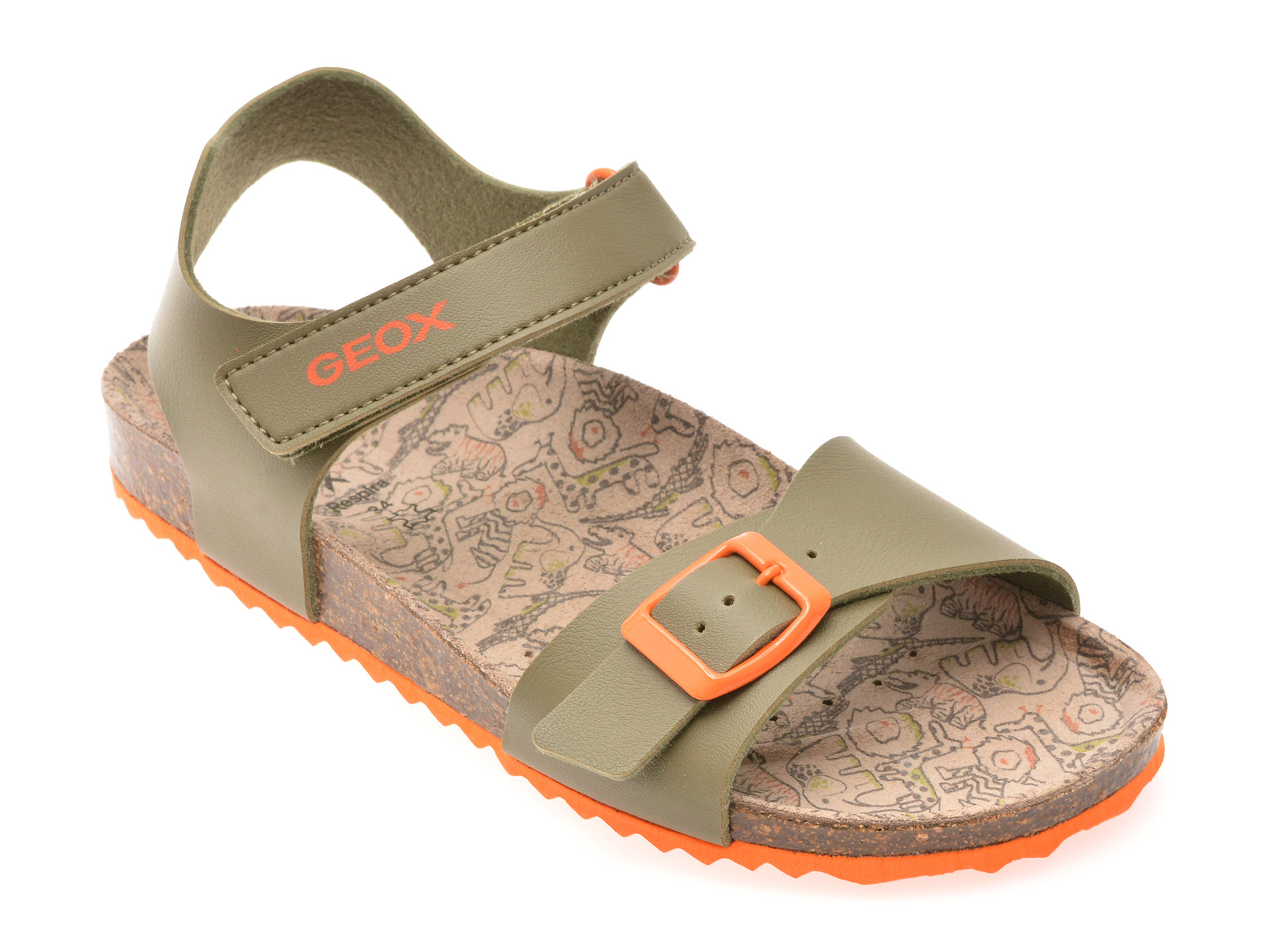 Sandale GEOX kaki, J028LB, din piele ecologica