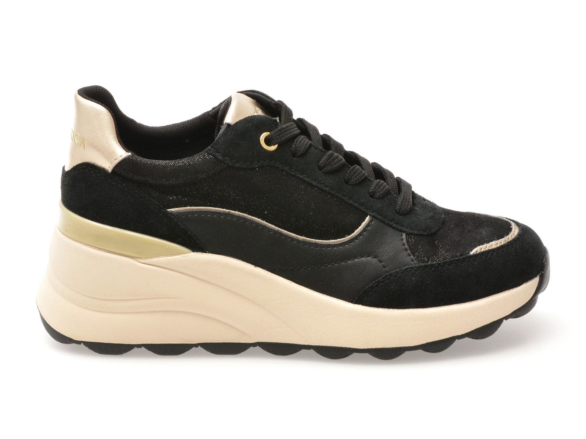 Pantofi sport GEOX negri, D45WAA, din piele naturala