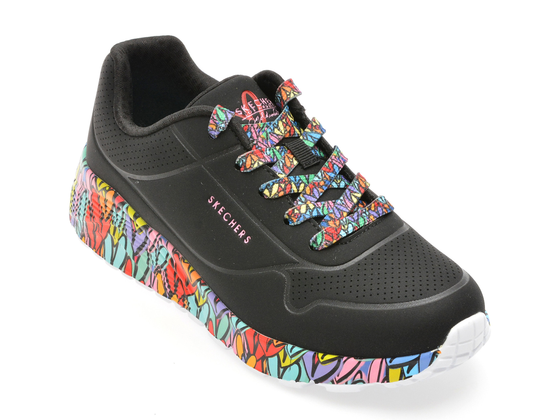 Pantofi sport SKECHERS negri, UNO LITE, din piele ecologica