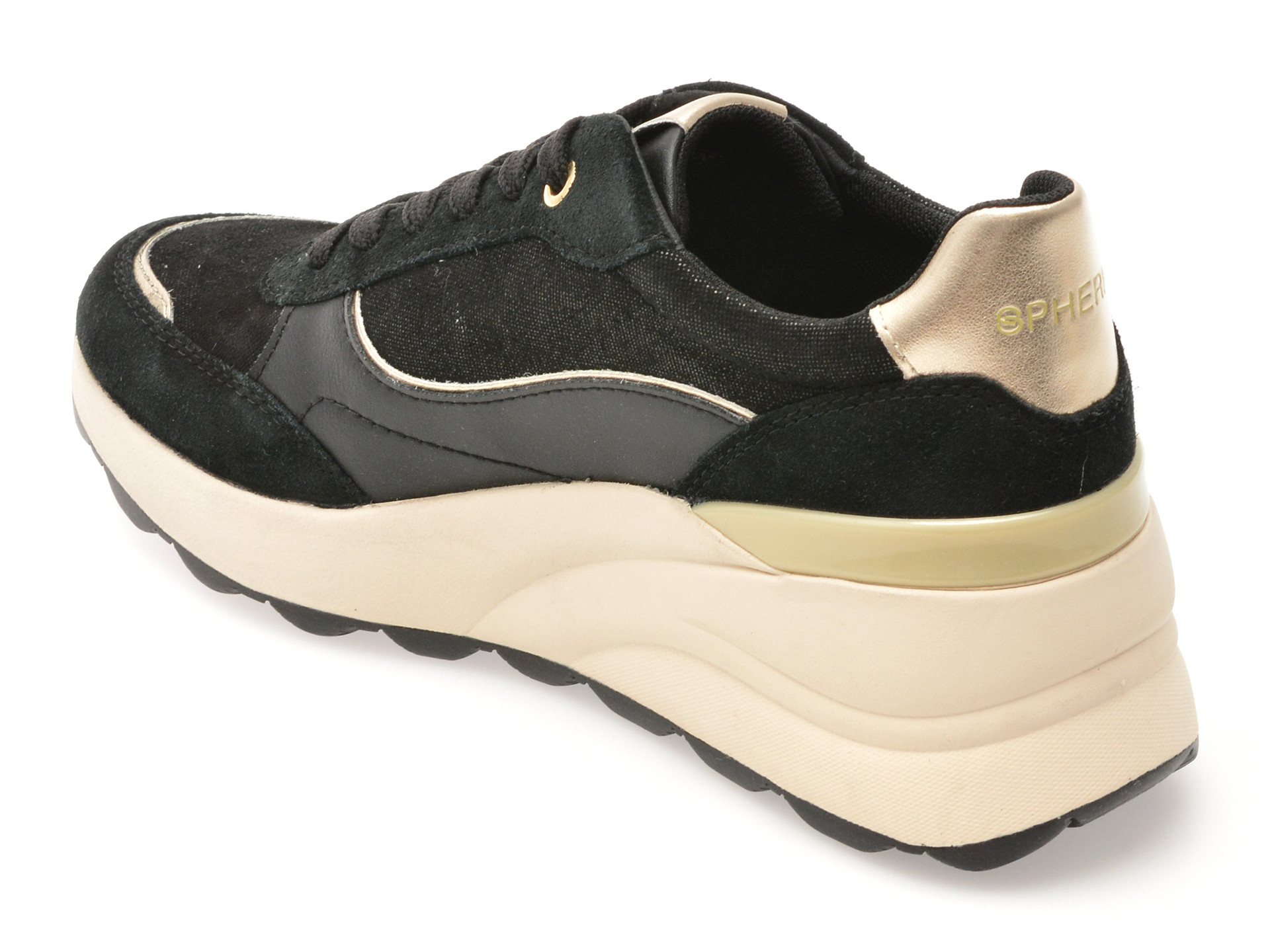 Pantofi sport GEOX negri, D45WAA, din piele naturala