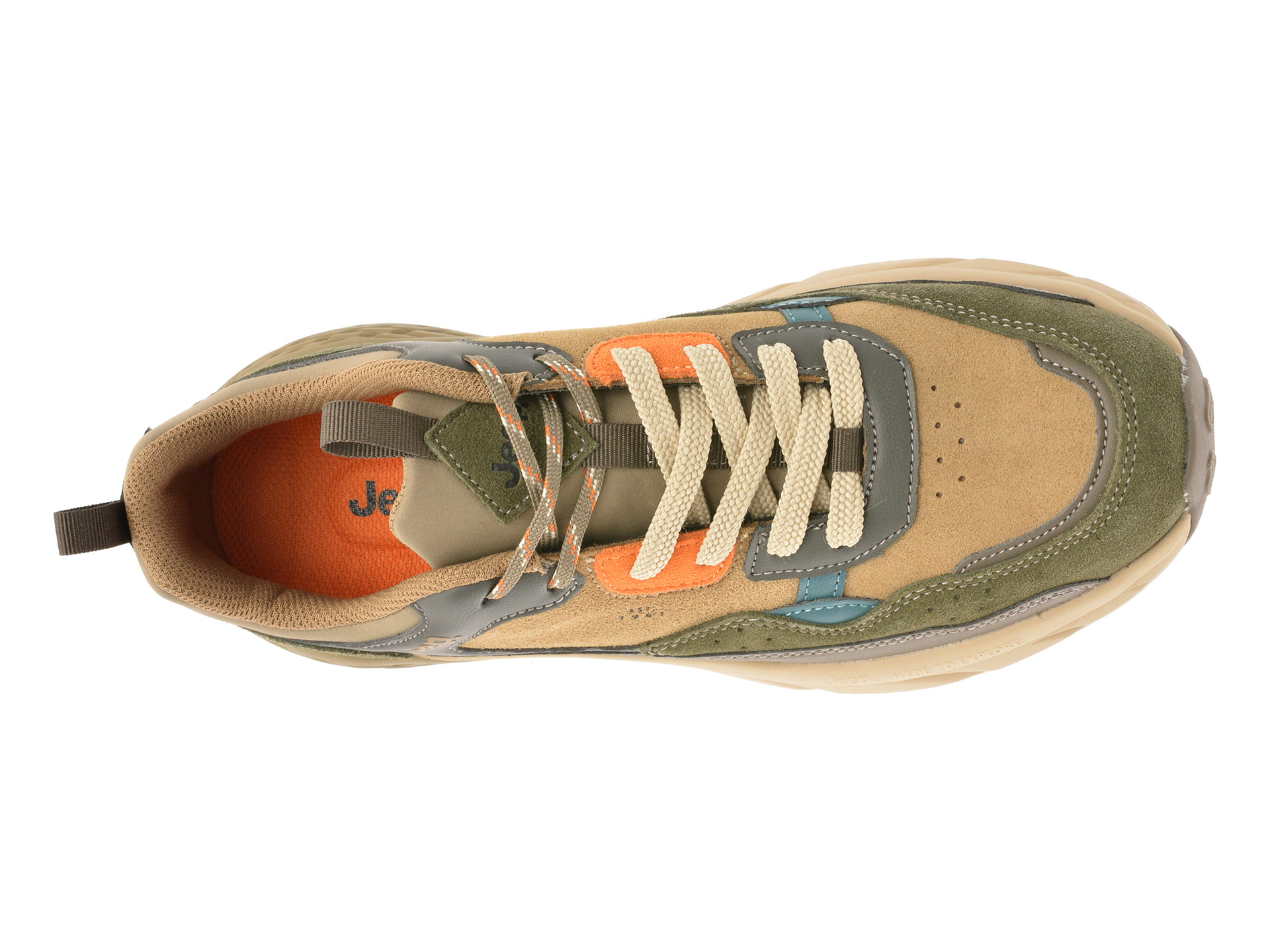 Pantofi sport JEEP kaki, M52070A, din piele naturala