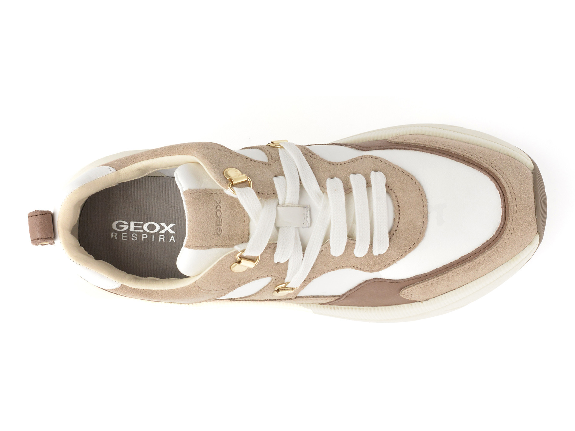 Pantofi sport GEOX albi, D36UFE, din piele naturala