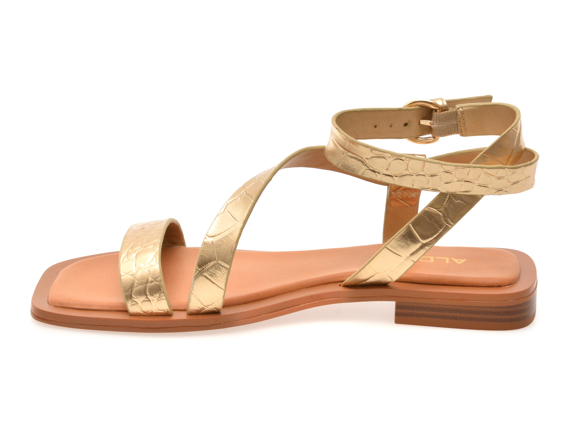 Sandale ALDO aurii, GRUGAR 711, din piele croco