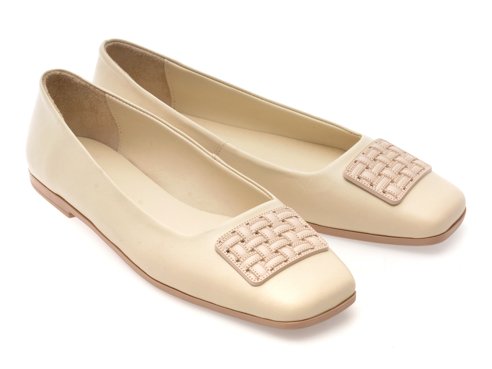 Balerini IMAGE albi, 3562400, din piele naturala