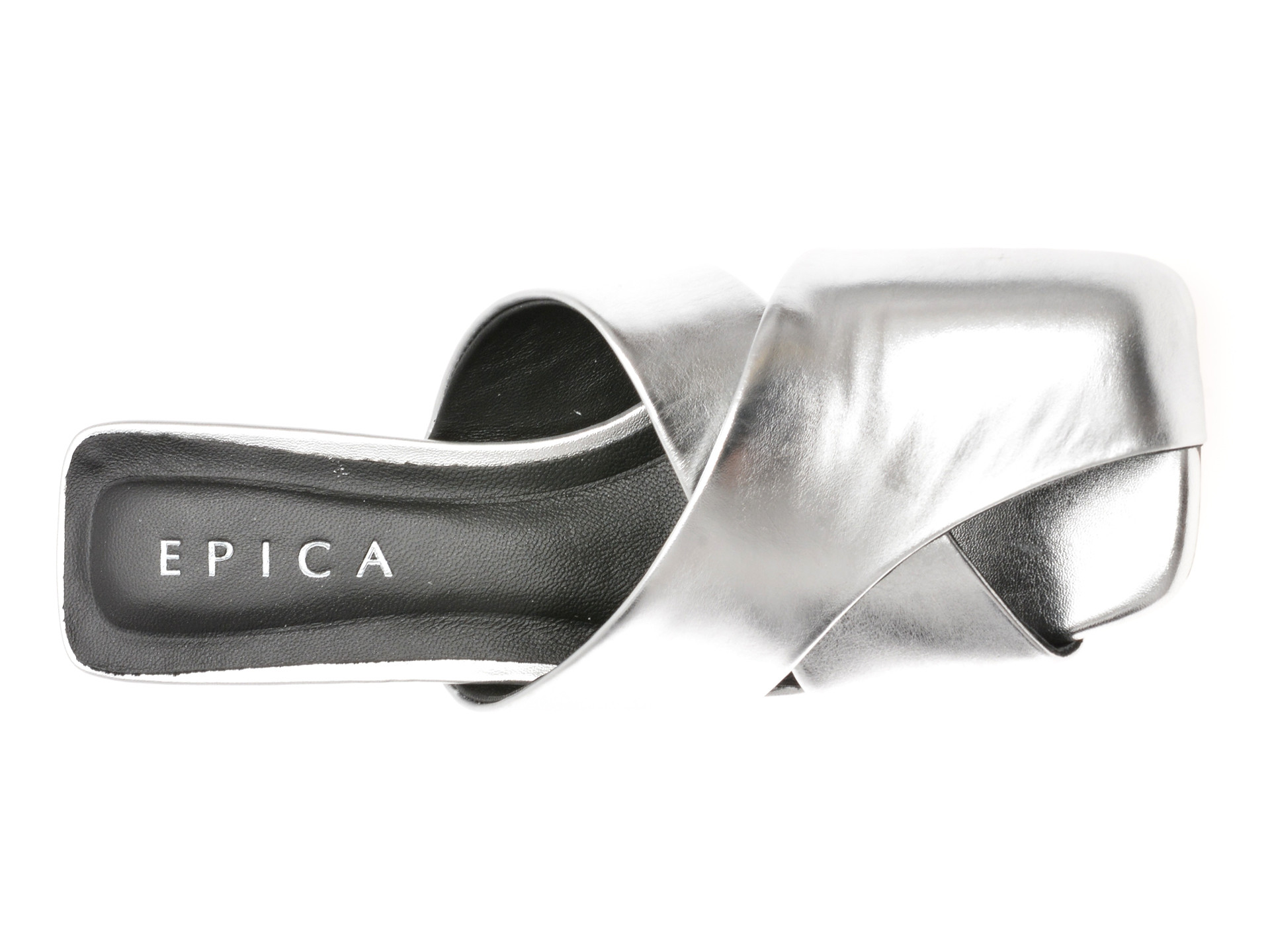 Papuci EPICA argintii, 2737, din piele naturala