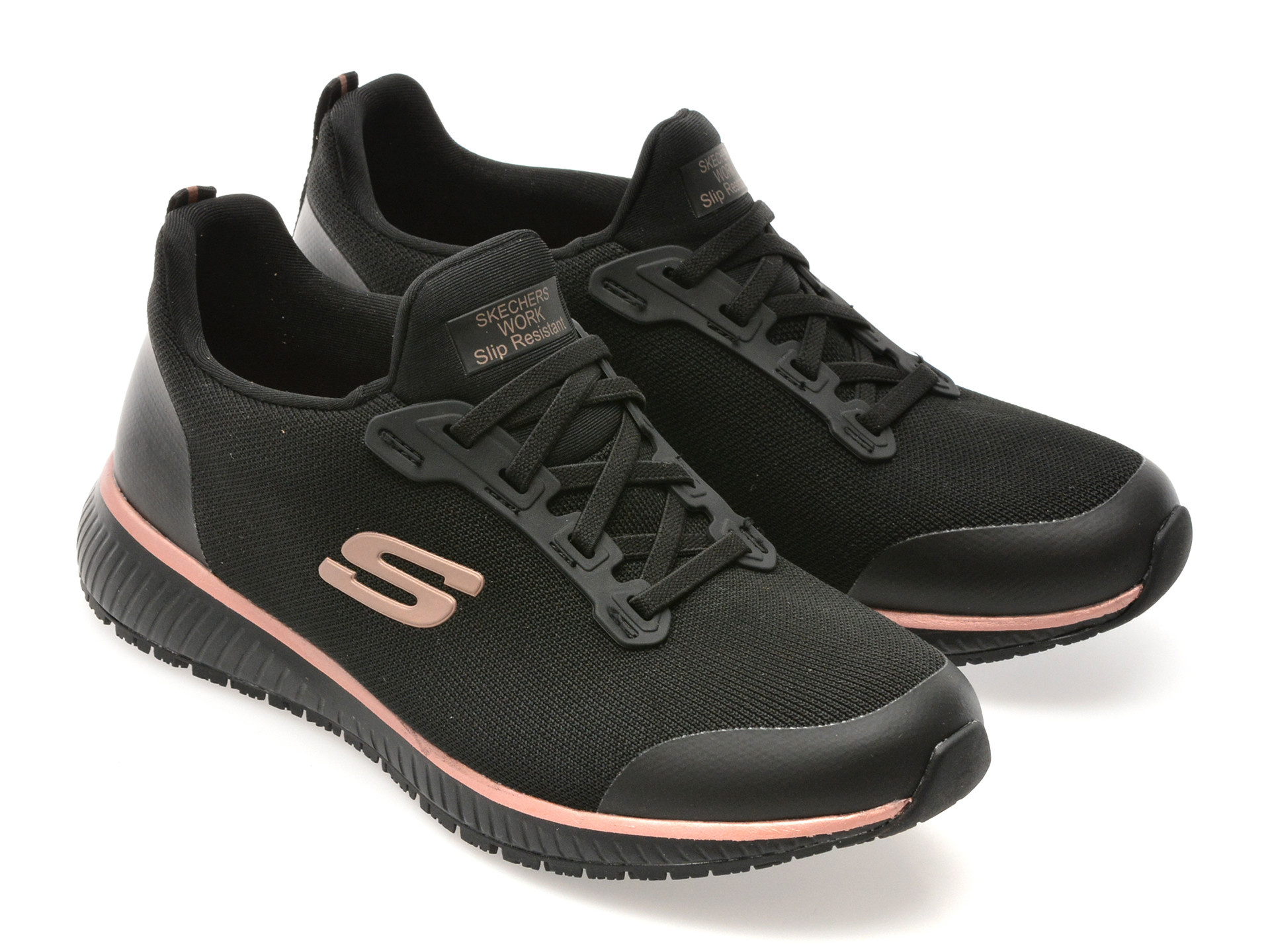 Pantofi sport SKECHERS negri, SQUAD SR, din material textil