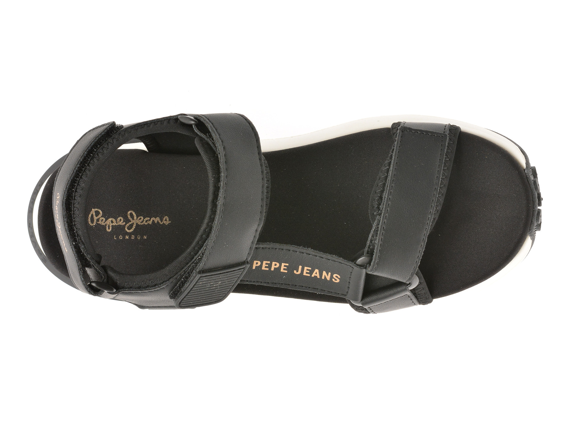 Sandale PEPE JEANS negre, WINSLOVE ACTION, din piele naturala