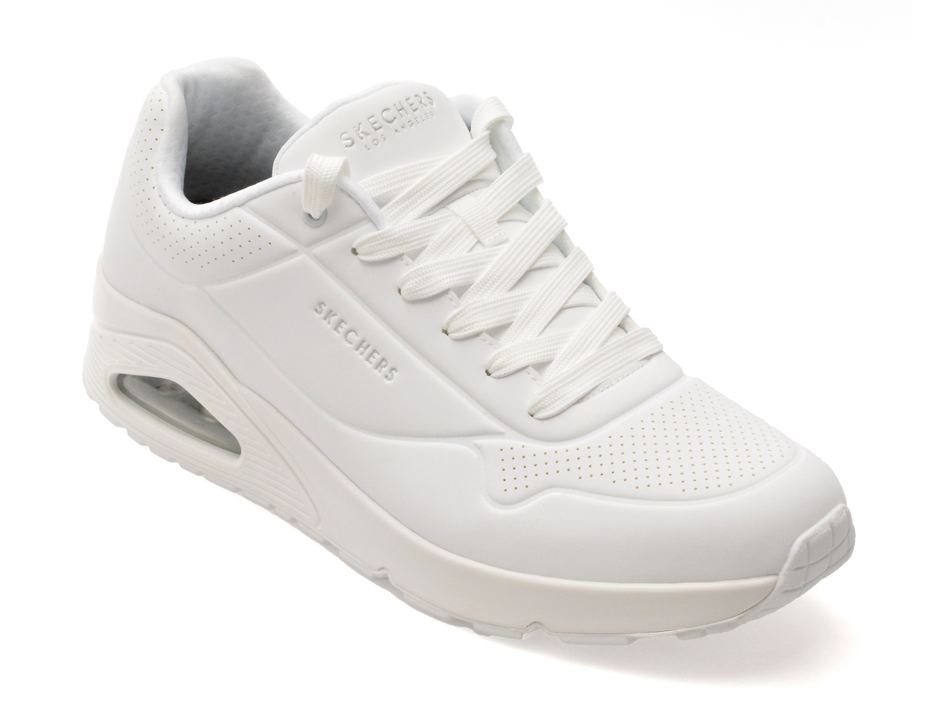 Pantofi sport SKECHERS albi, UNO, din piele ecologica