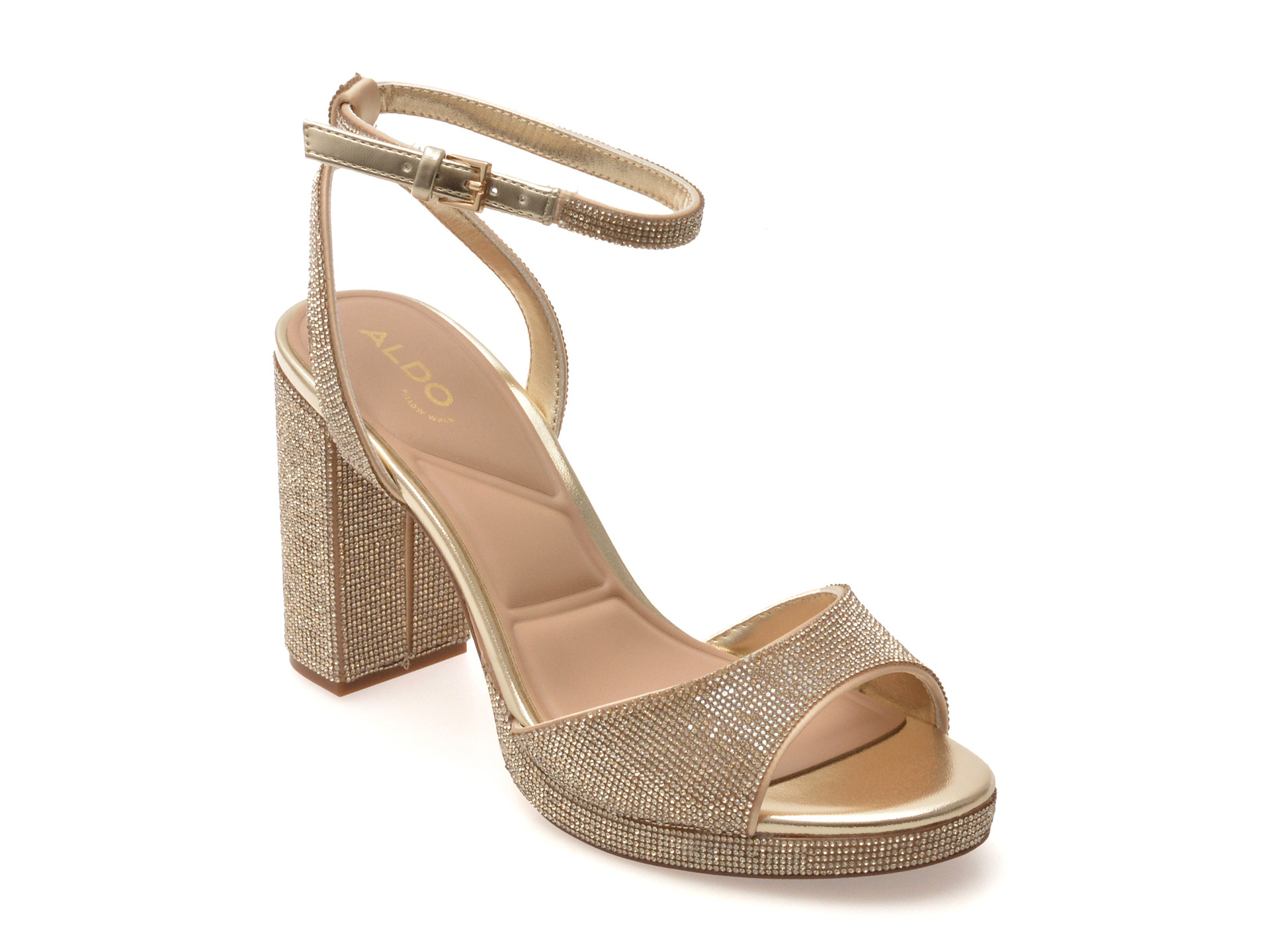 Sandale elegante ALDO aurii, ALLURING 741, din material textil