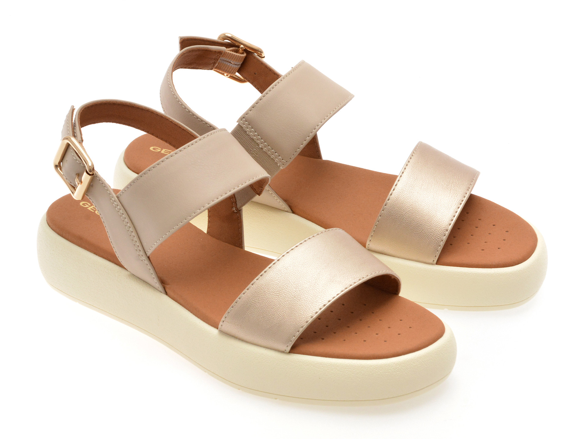 Sandale GEOX bej, D550NA, din piele ecologica