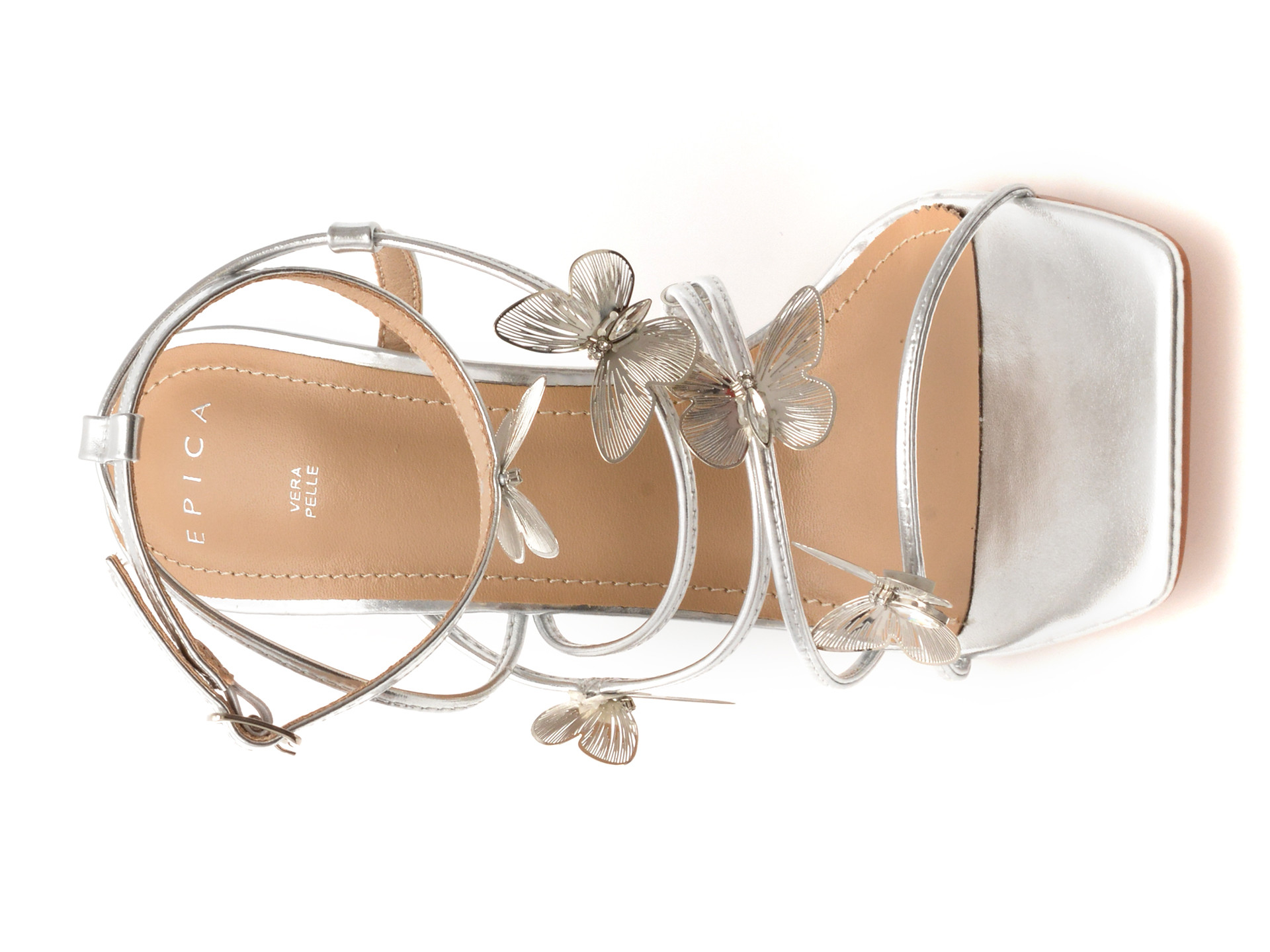 Sandale elegante EPICA argintii, 82964, din piele ecologica