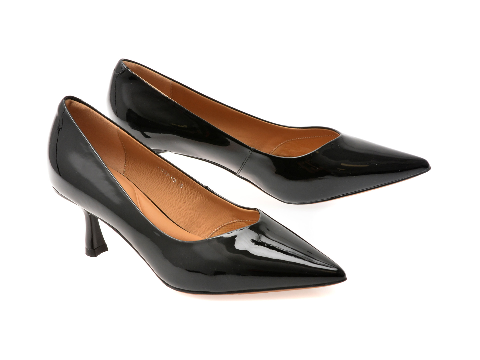 Pantofi eleganti EPICA negri, D05555, din piele naturala lacuita