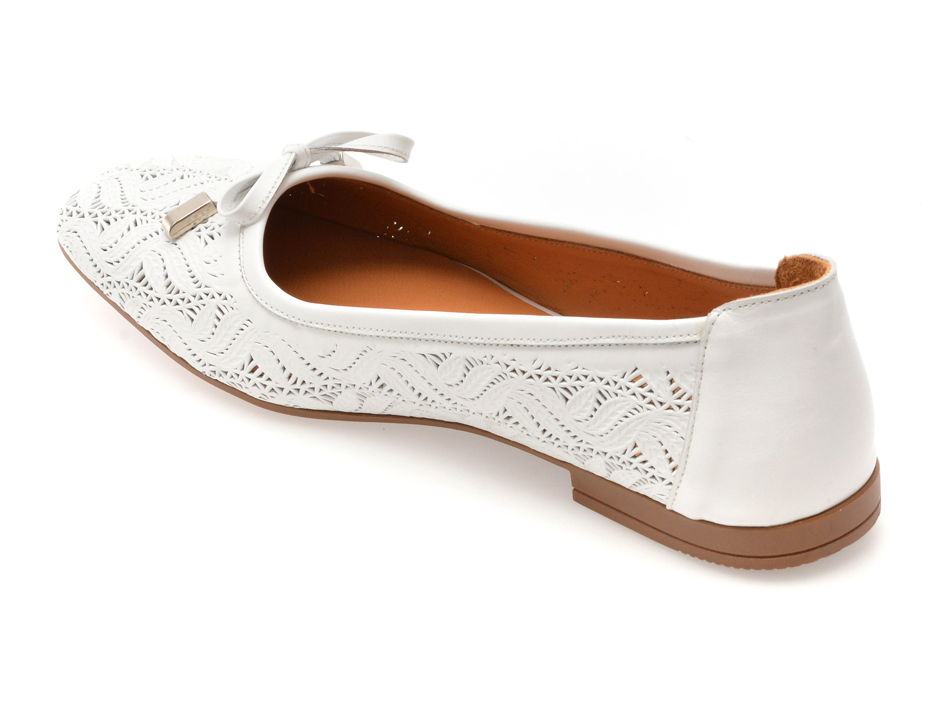 Balerini IMAGE albi, 2842870, din piele naturala