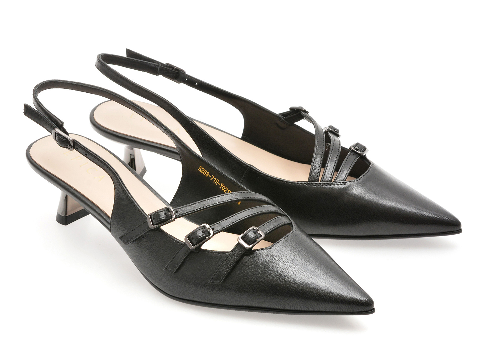 Pantofi eleganti EPICA negri, E268, din piele naturala