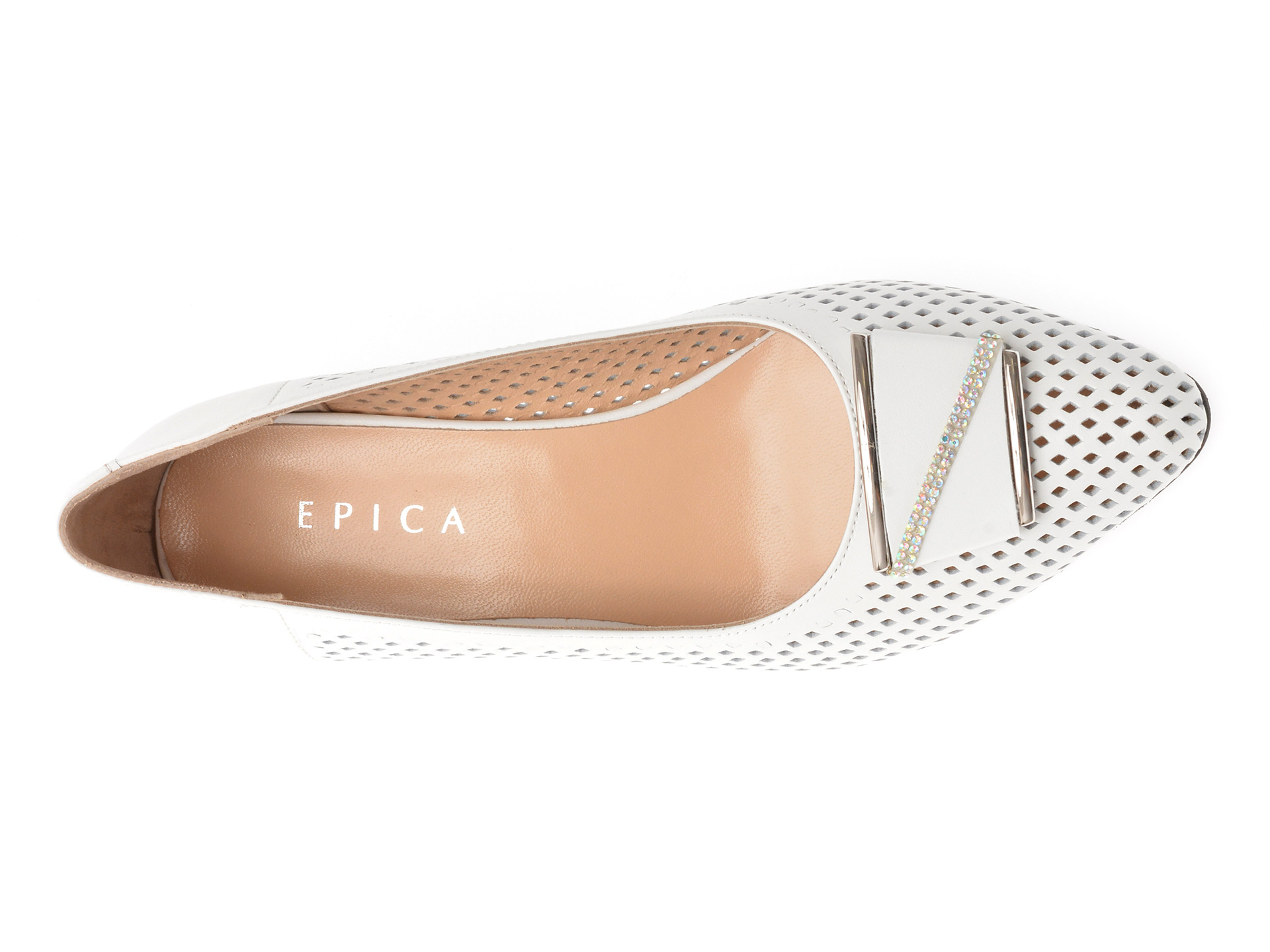 Pantofi EPICA albi, 6192301, din piele naturala