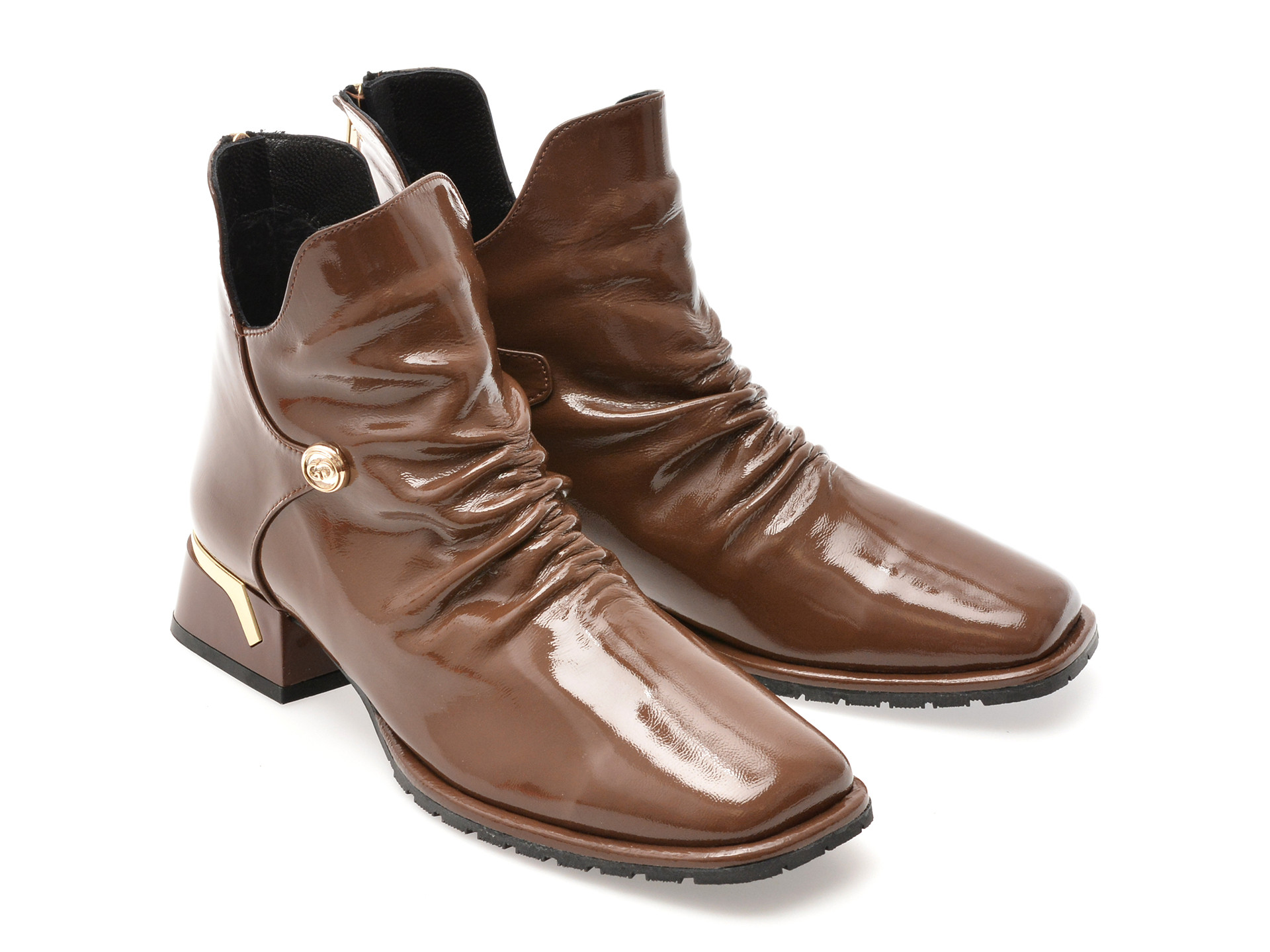 Ghete EPICA maro, 531227, din piele naturala lacuita