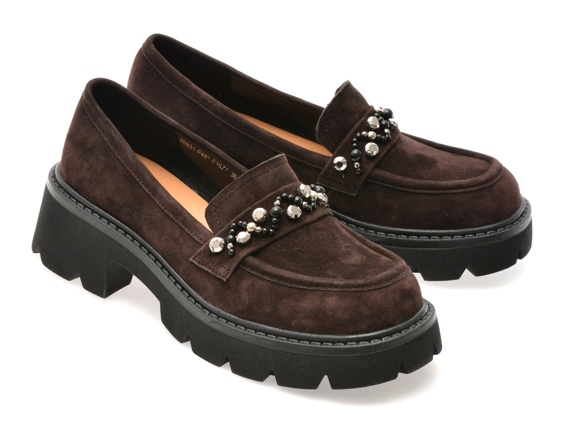 Mocasini EPICA maro, P481, din piele intoarsa