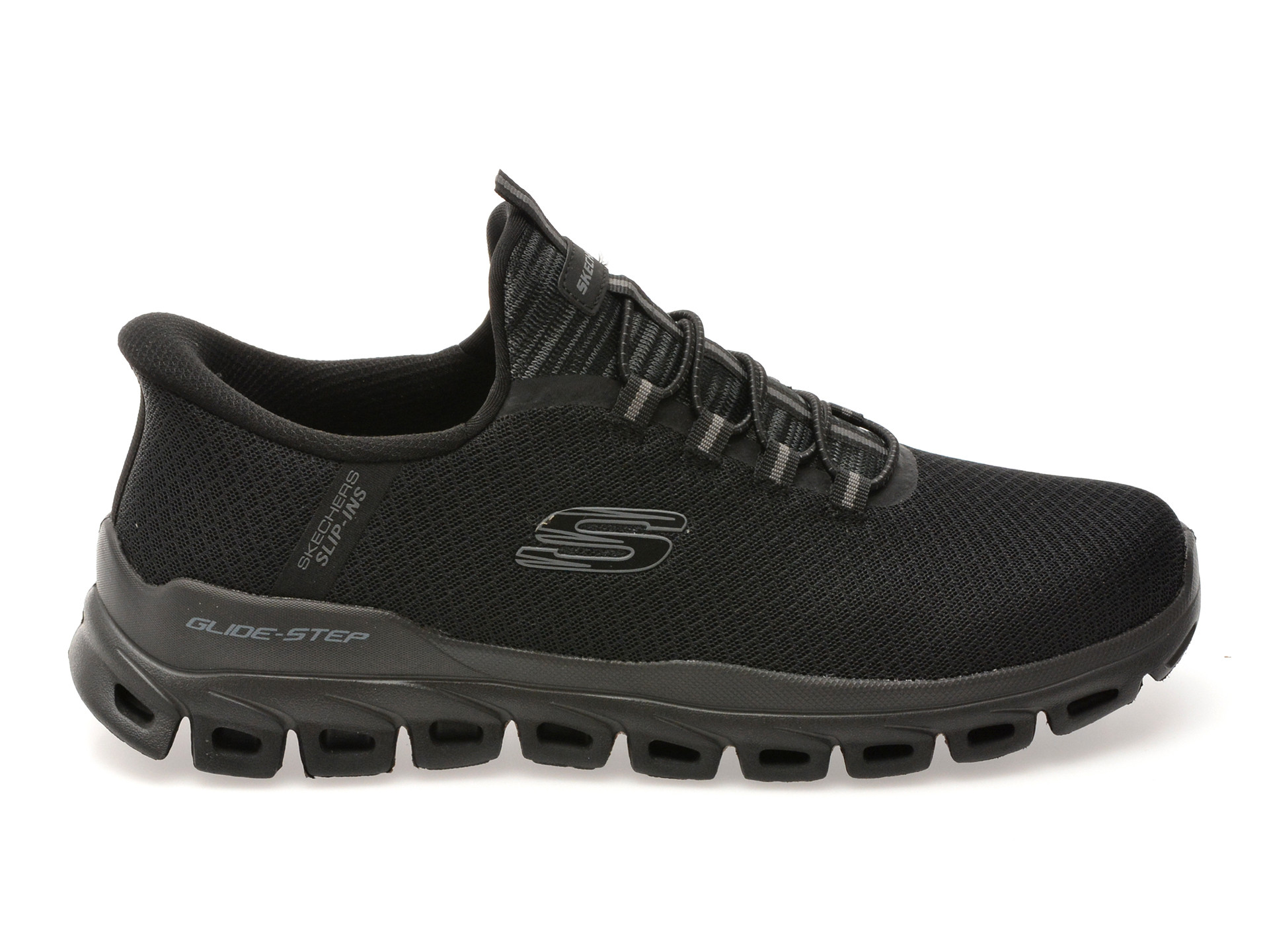 Pantofi sport SKECHERS negri, GLIDE-STEP, din material textil