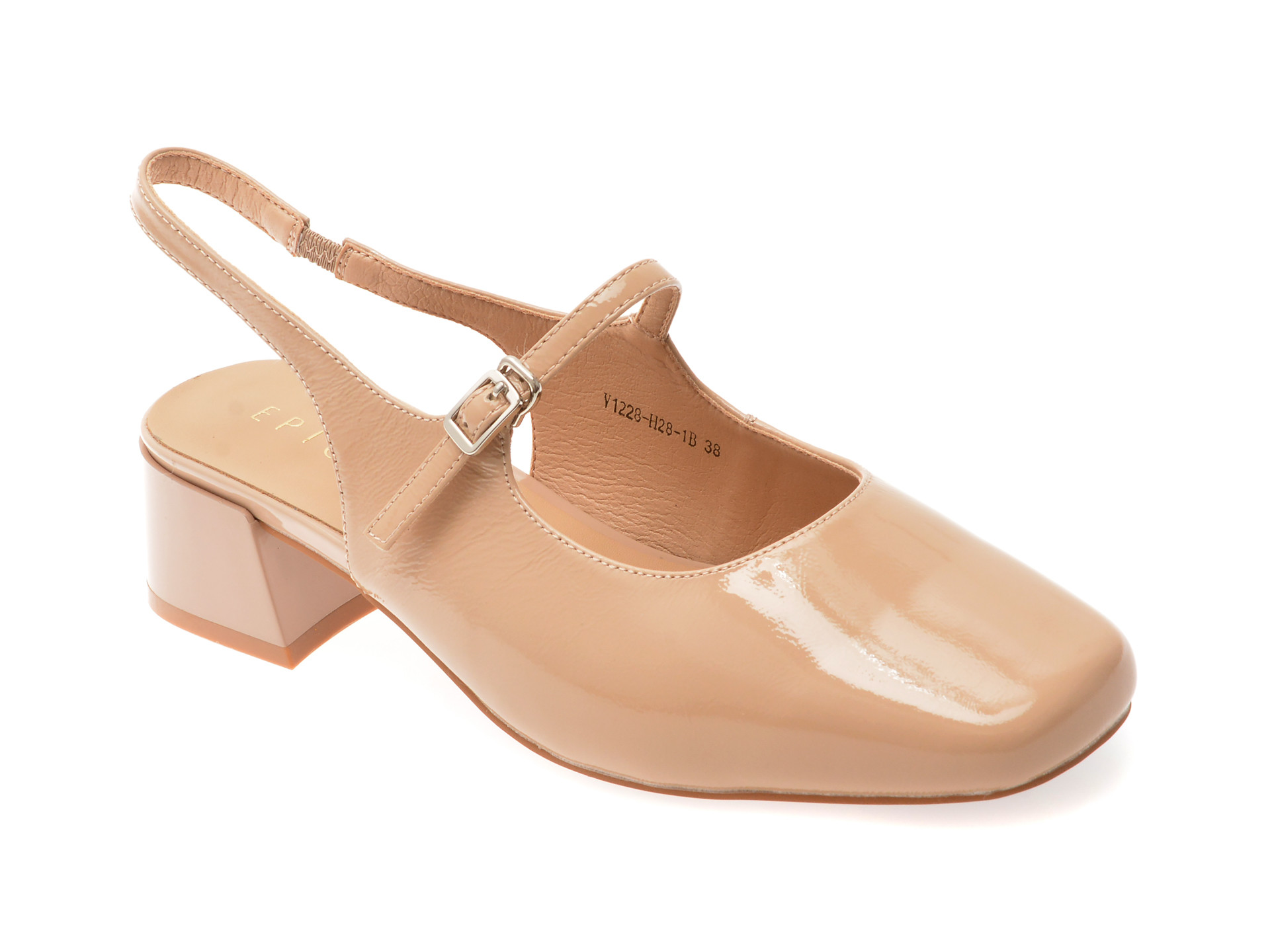 Pantofi EPICA nude, 1228H28, din piele naturala lacuita