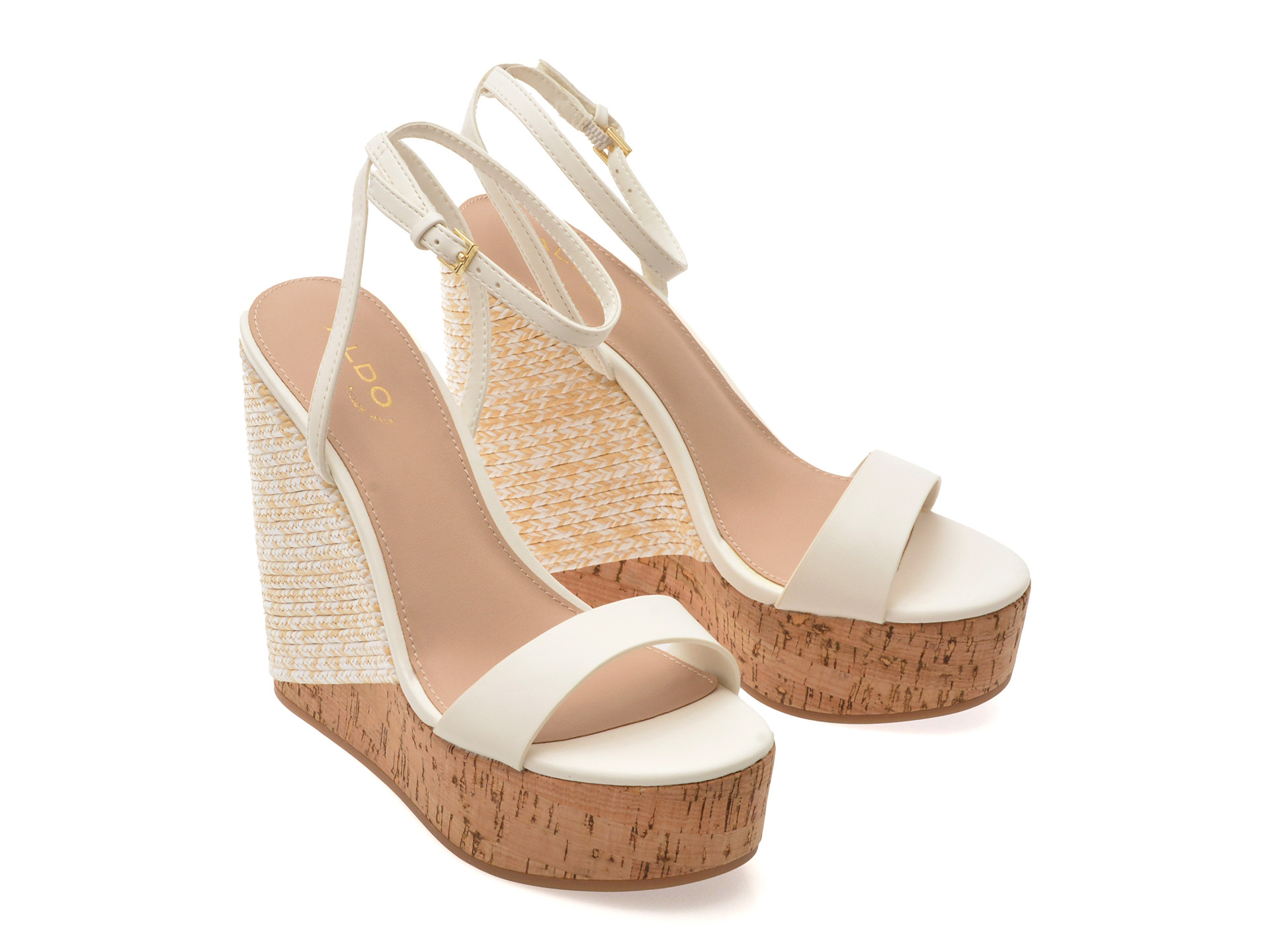 Sandale ALDO albe, MARYSOL 100, din piele ecologica