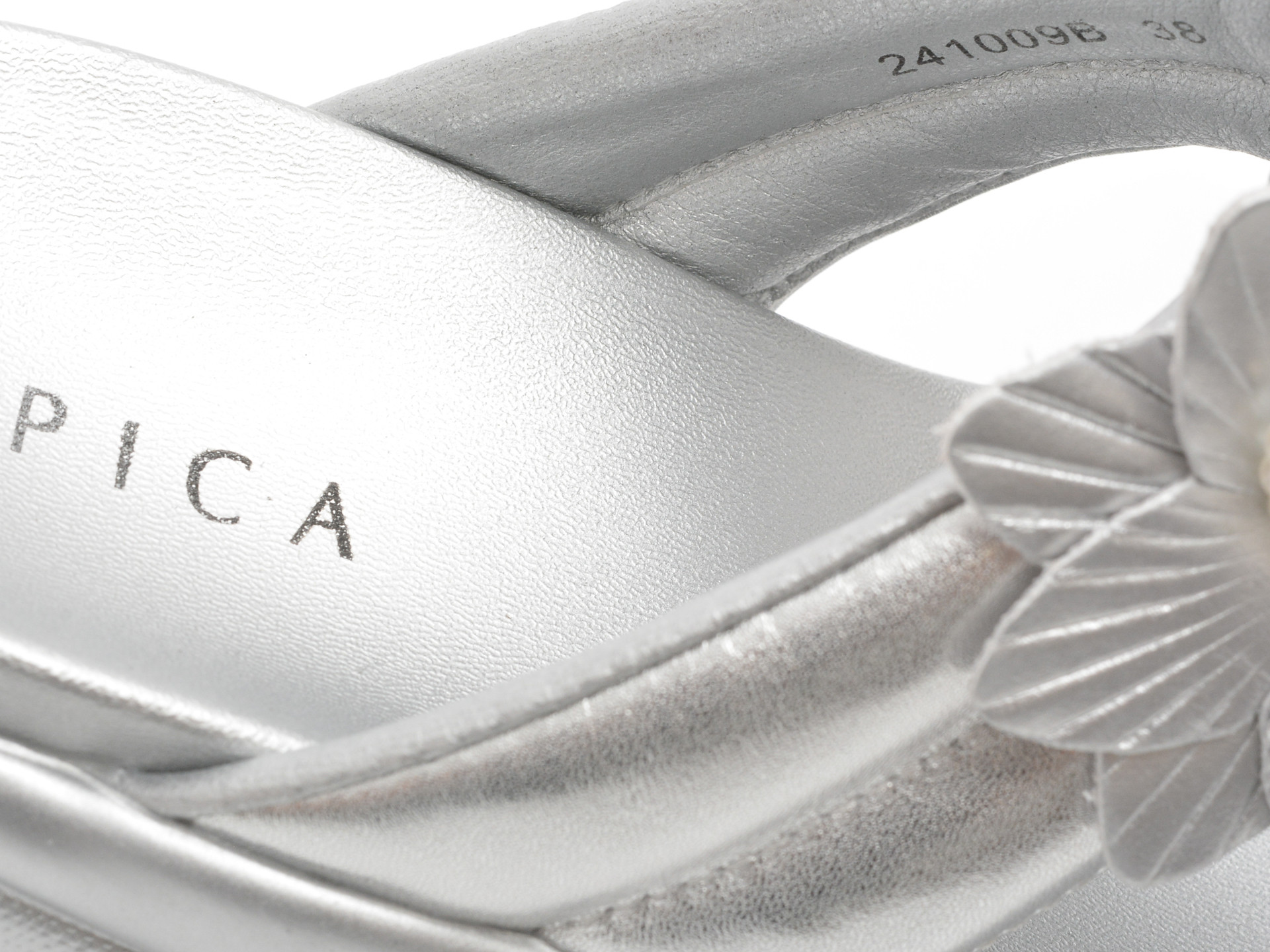 Papuci EPICA argintii, 241009, din piele naturala