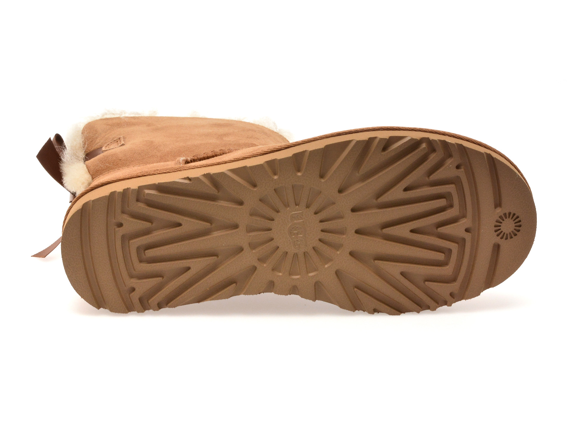 Ghete UGG maro, MINI BAILEY BOW II, din piele intoarsa