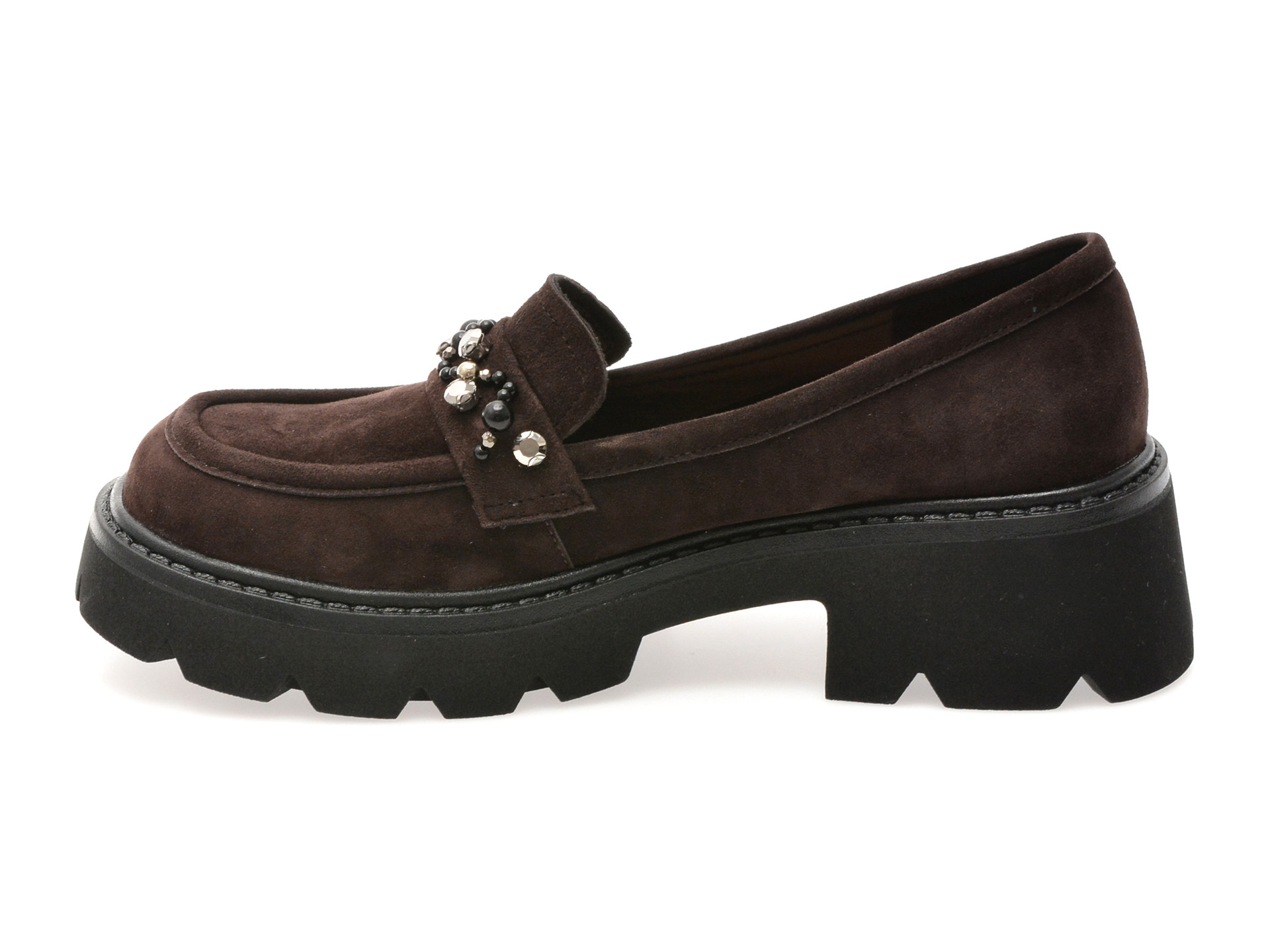 Mocasini EPICA maro, P481, din piele intoarsa