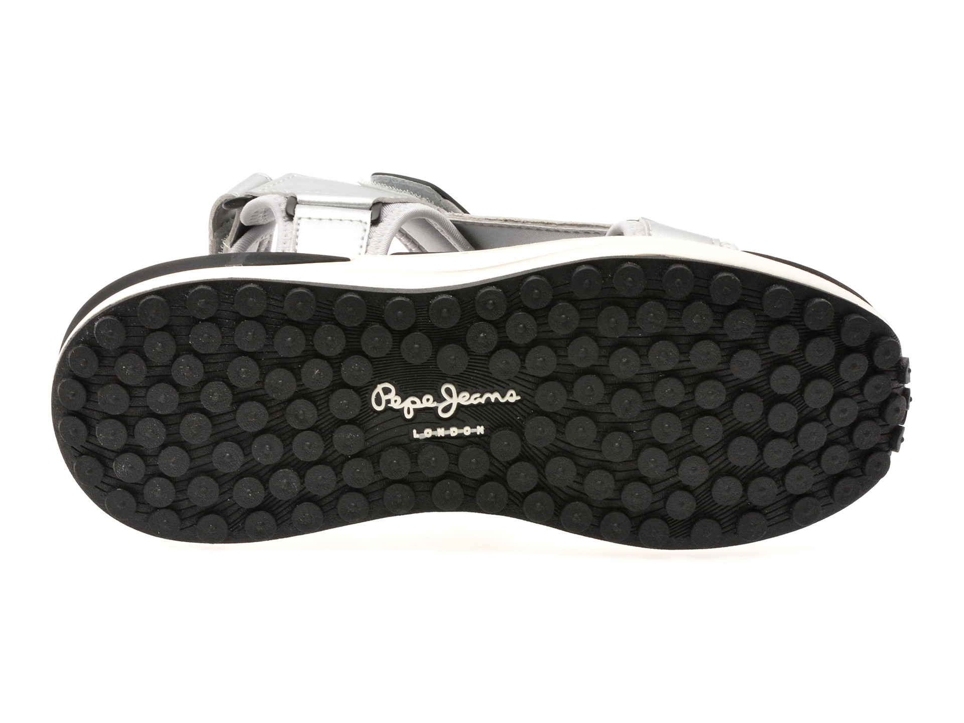 Sandale PEPE JEANS argintii, WINSLOVE SHINE, din piele naturala