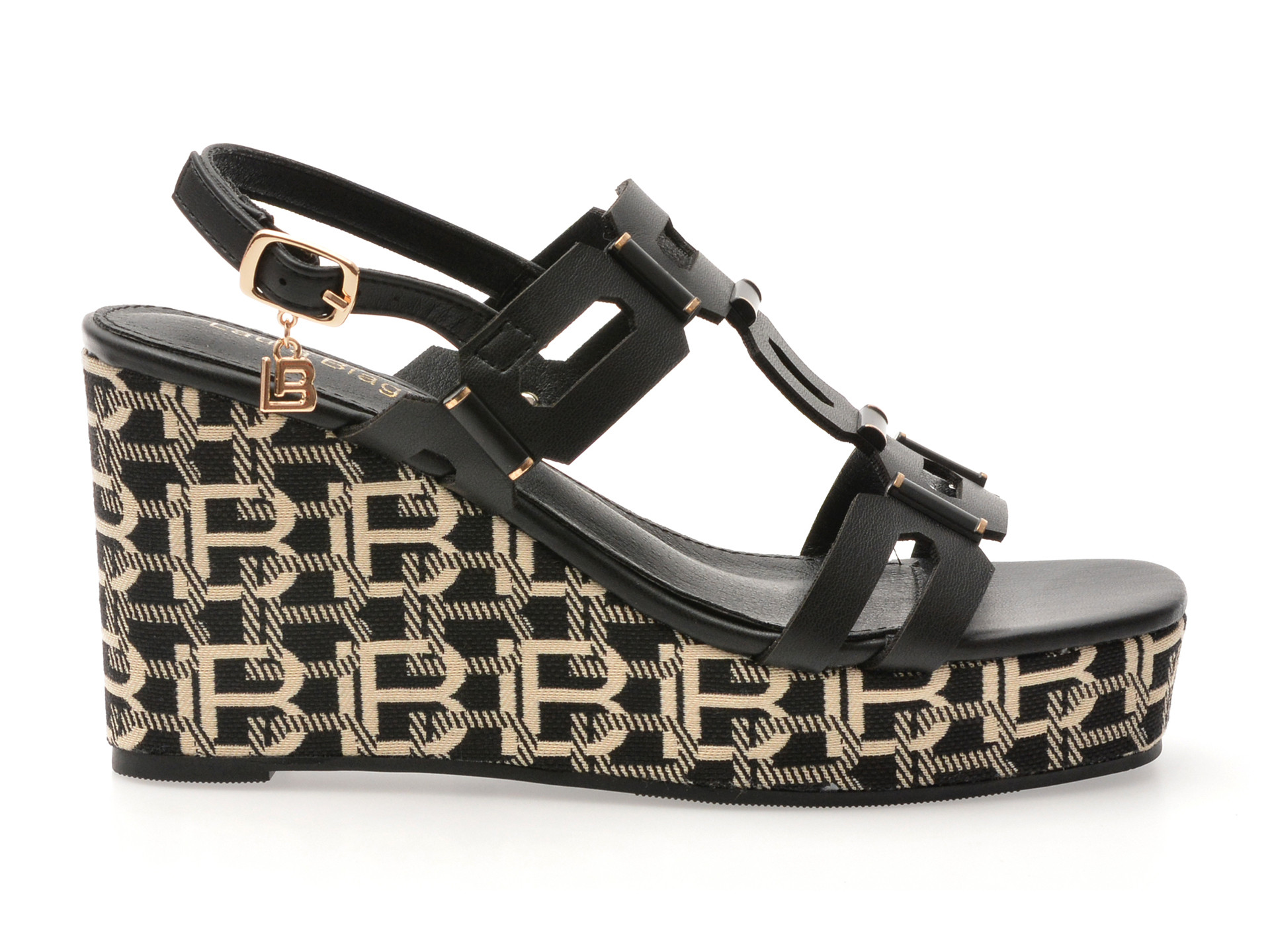 Sandale LAURA BIAGIOTTI negre, 9104, din piele ecologica