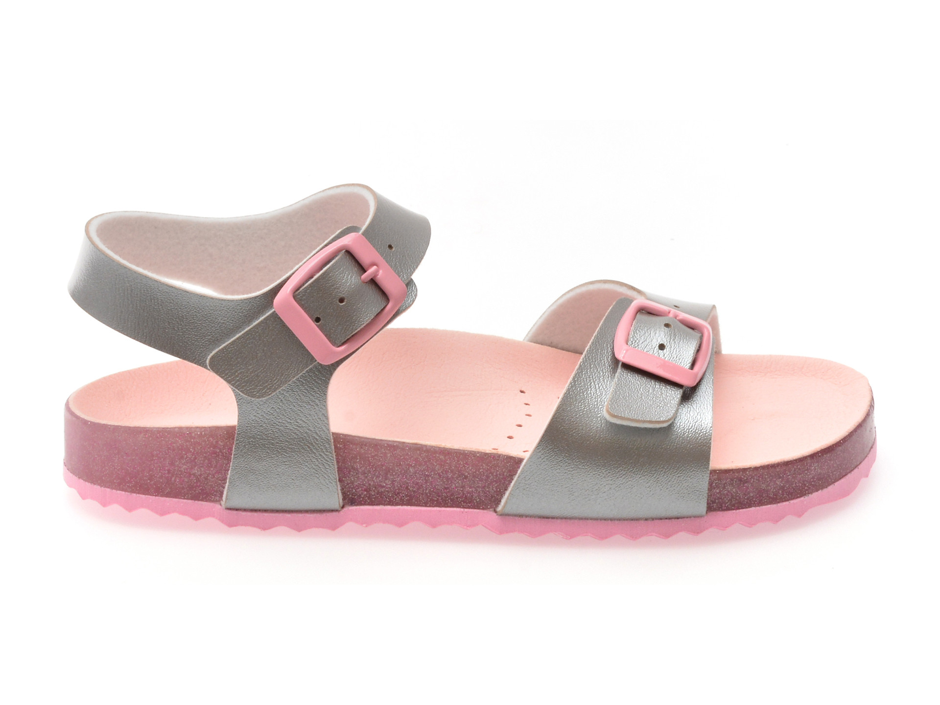 Sandale GEOX argintii, J558MI, din piele ecologica