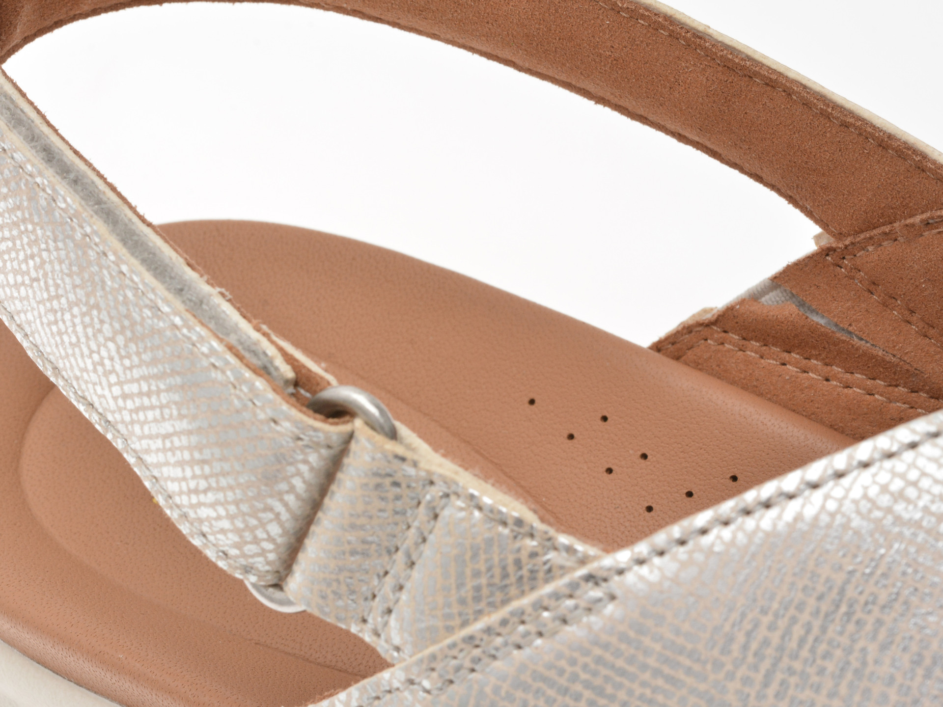 Sandale CLARKS argintii, DASH LITE WISH, din piele naturala