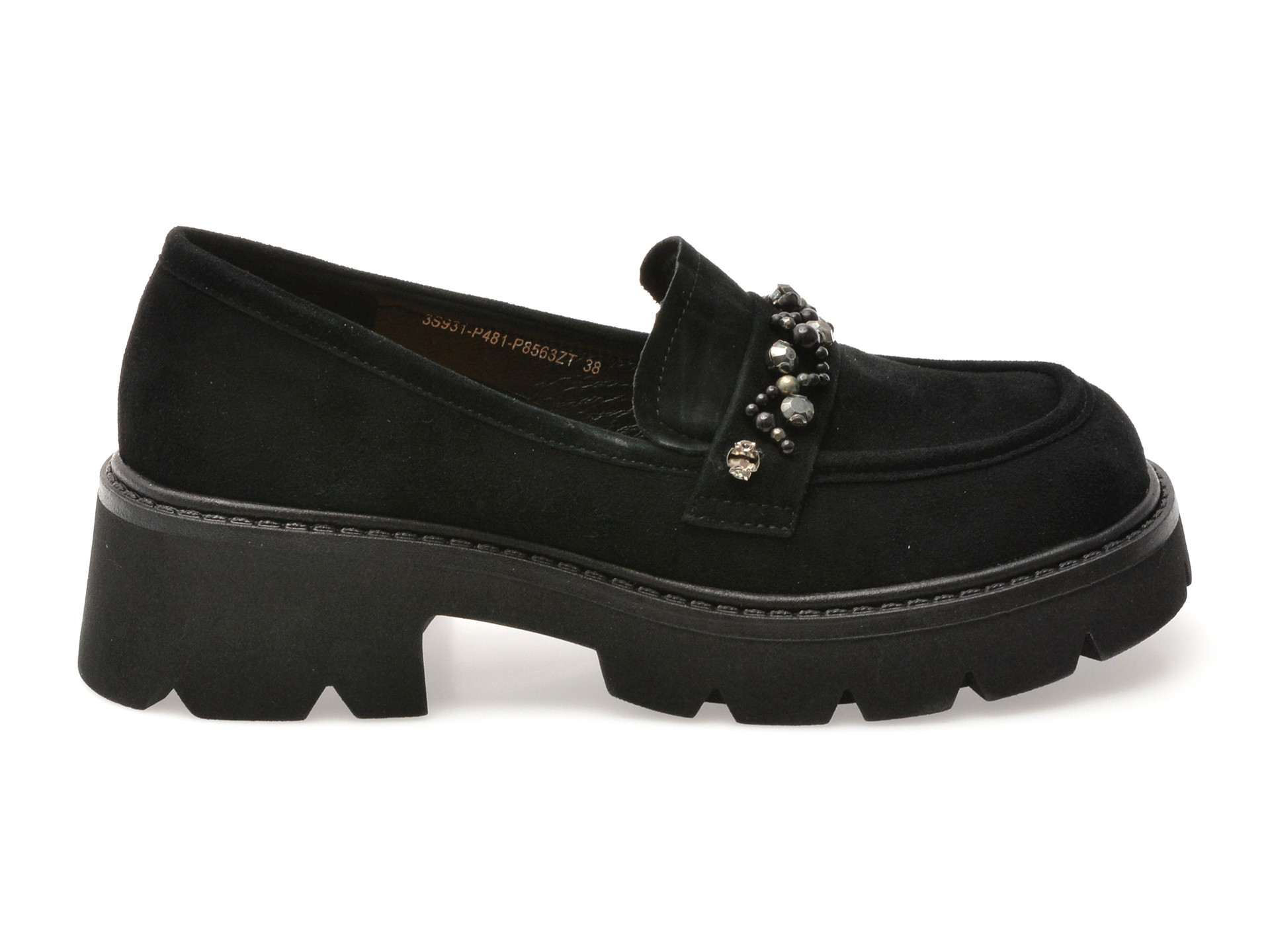 Mocasini EPICA negri, P481, din piele intoarsa