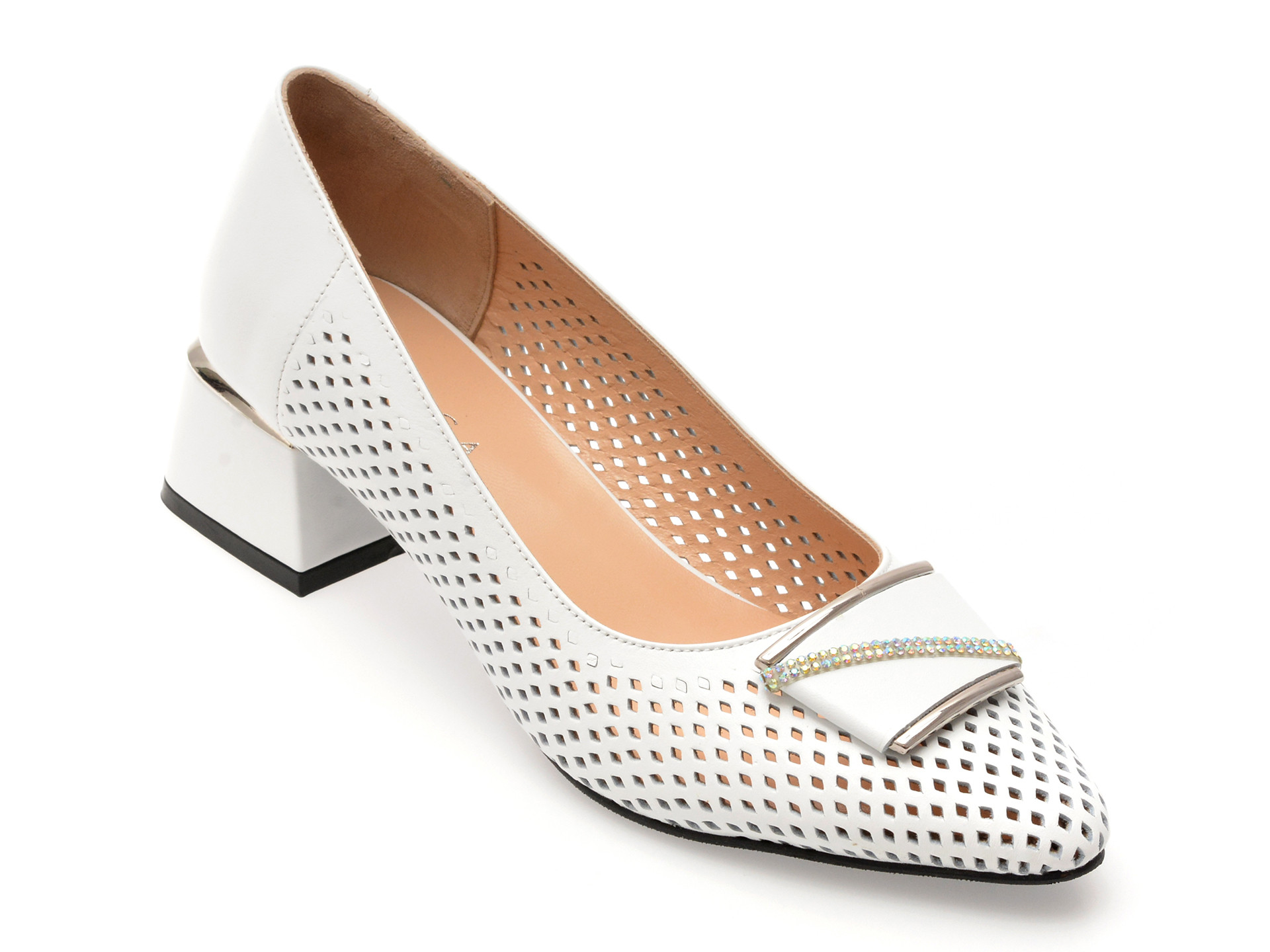 Pantofi EPICA albi, 6192301, din piele naturala