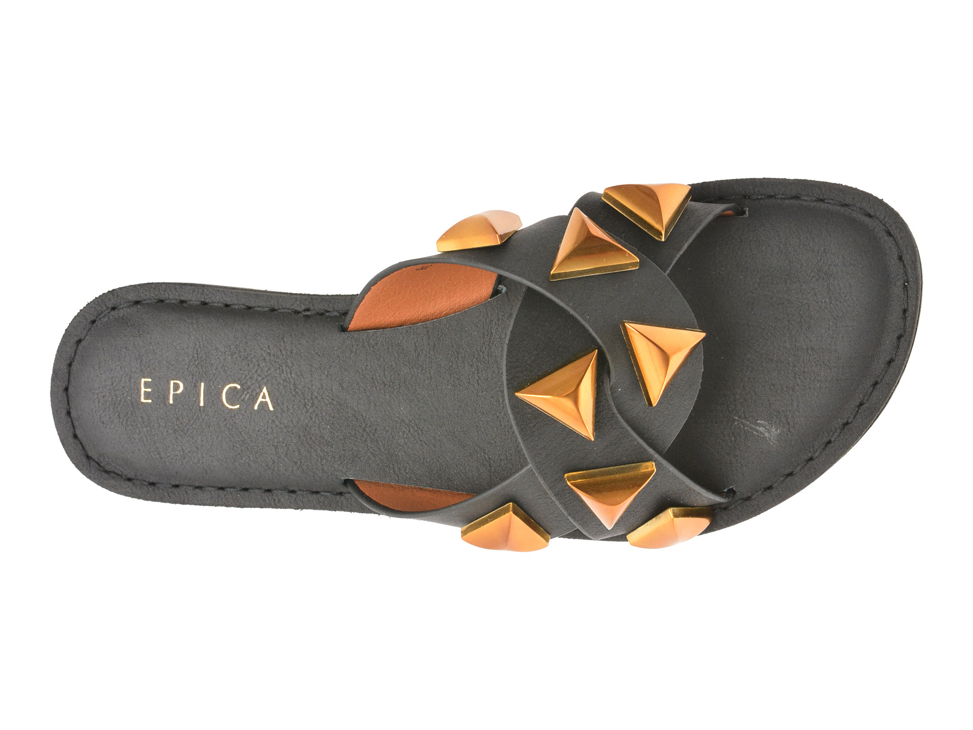 Papuci EPICA negri, 82922, din piele ecologica