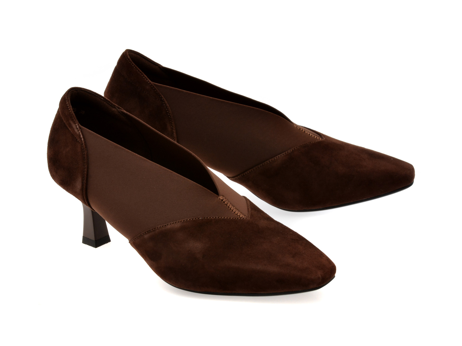 Pantofi eleganti EPICA maro, 3D7535, din piele intoarsa si material textil