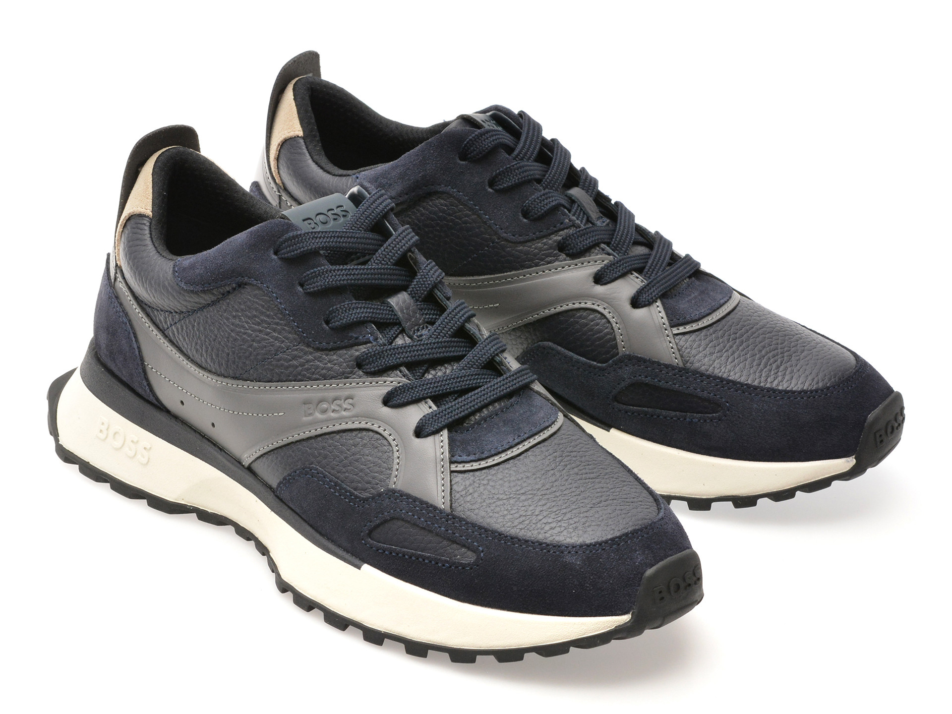 Pantofi sport BOSS albastri, 8782, din piele naturala