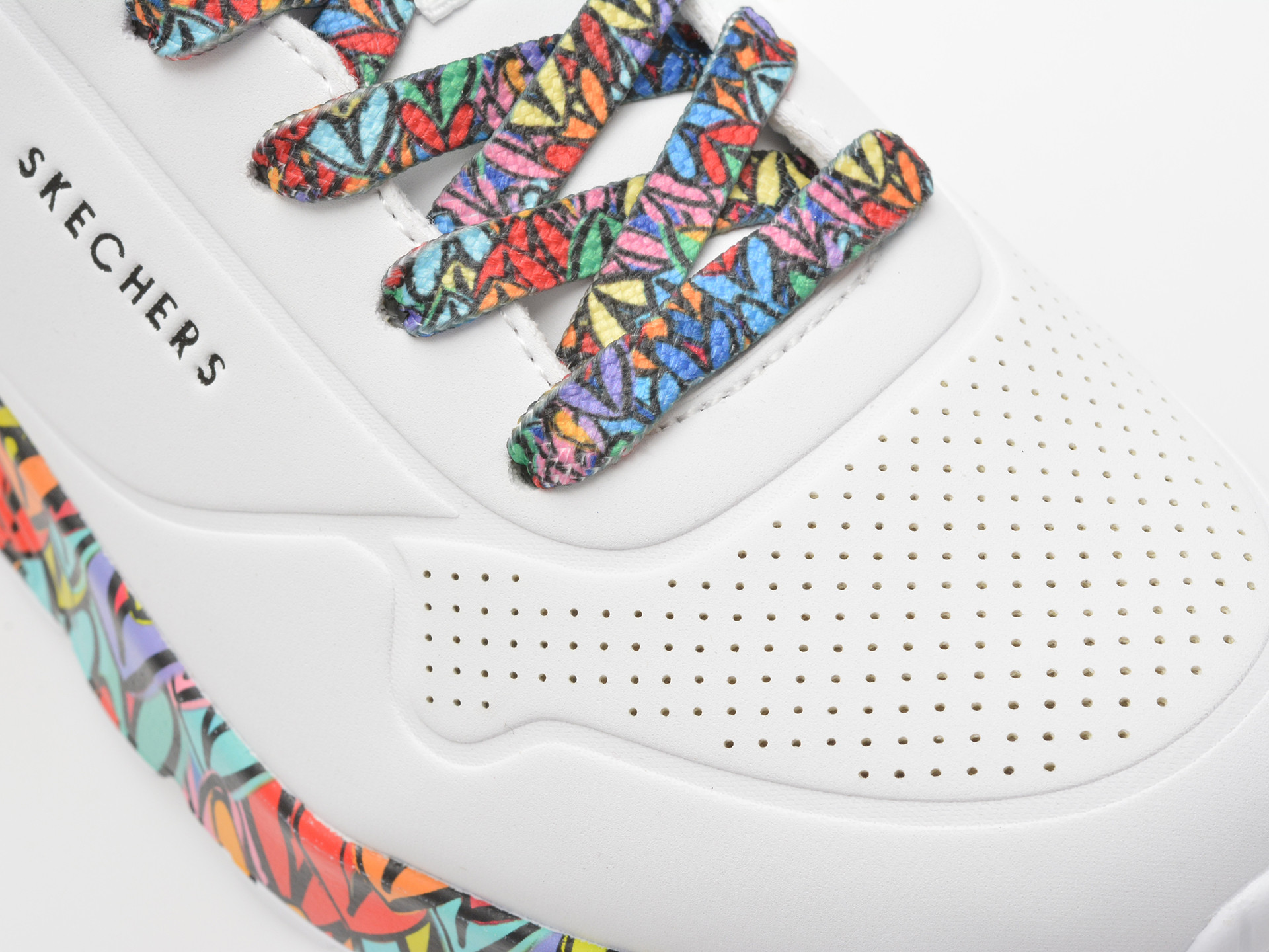 Pantofi sport SKECHERS albi, UNO LITE, din piele ecologica