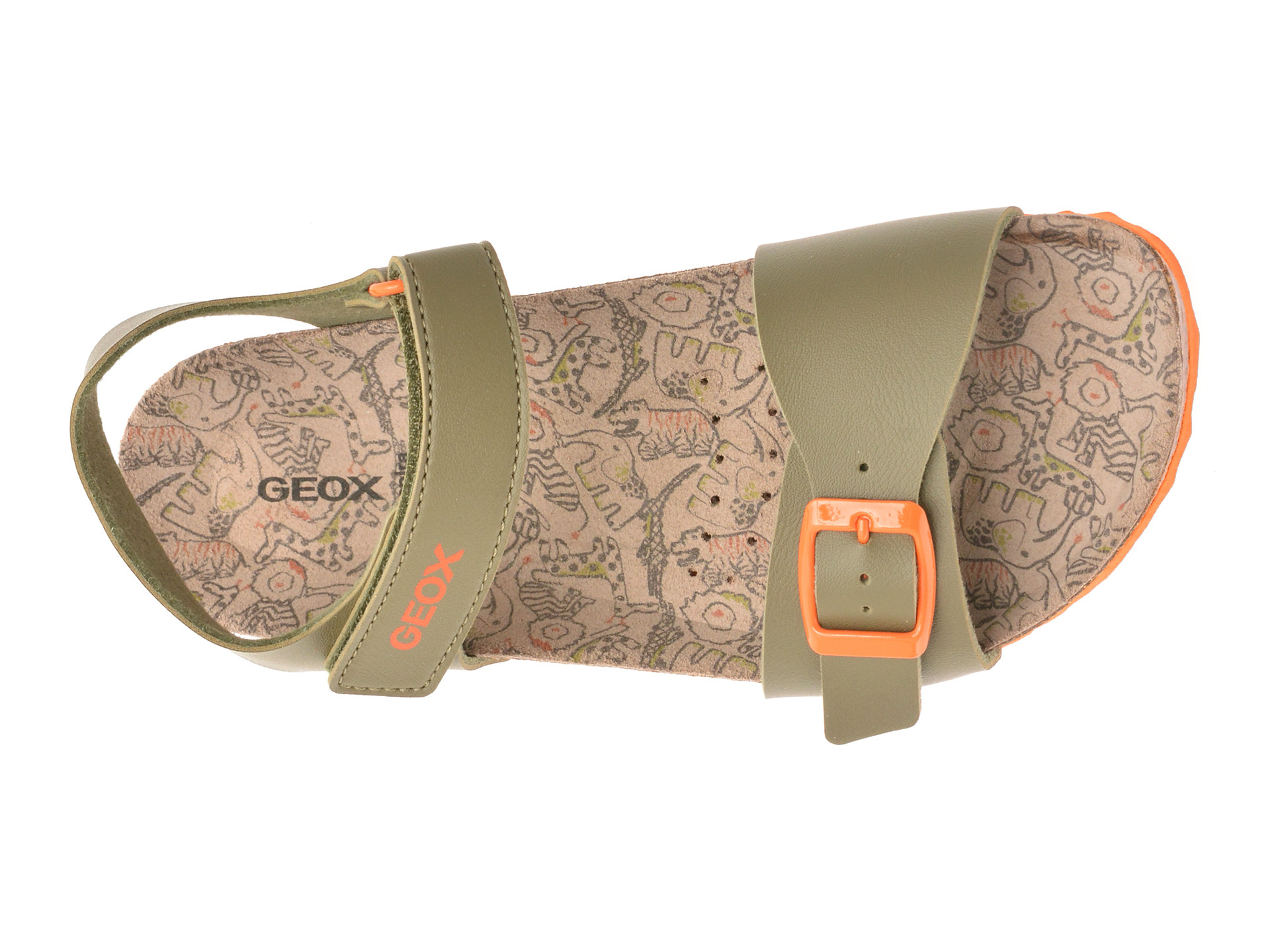 Sandale GEOX kaki, J028LB, din piele ecologica