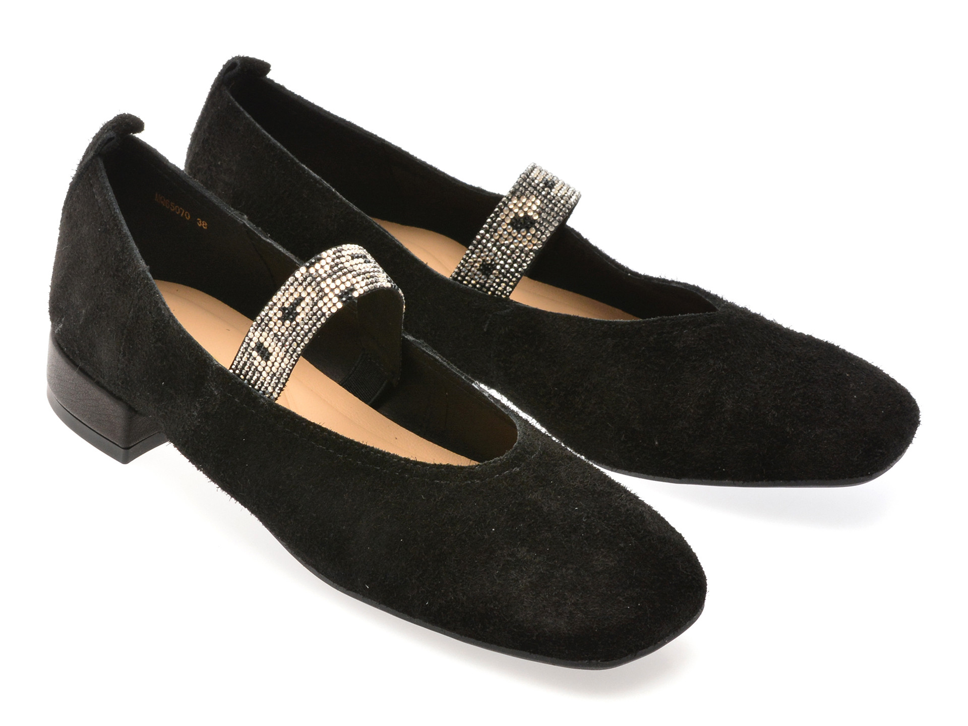 Balerini EPICA negri, 65070, din piele intoarsa