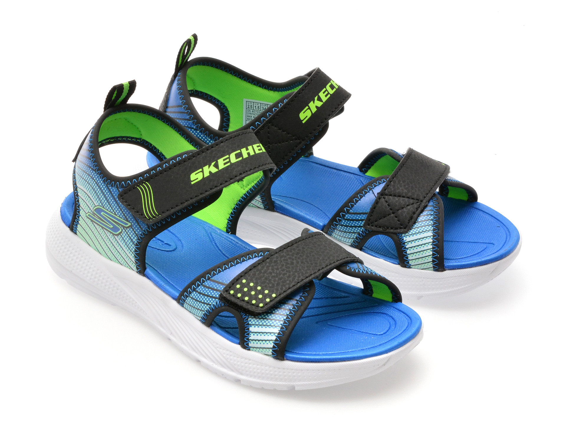 Sandale SKECHERS negre, MICROSPEC-SPLASH, din piele ecologica