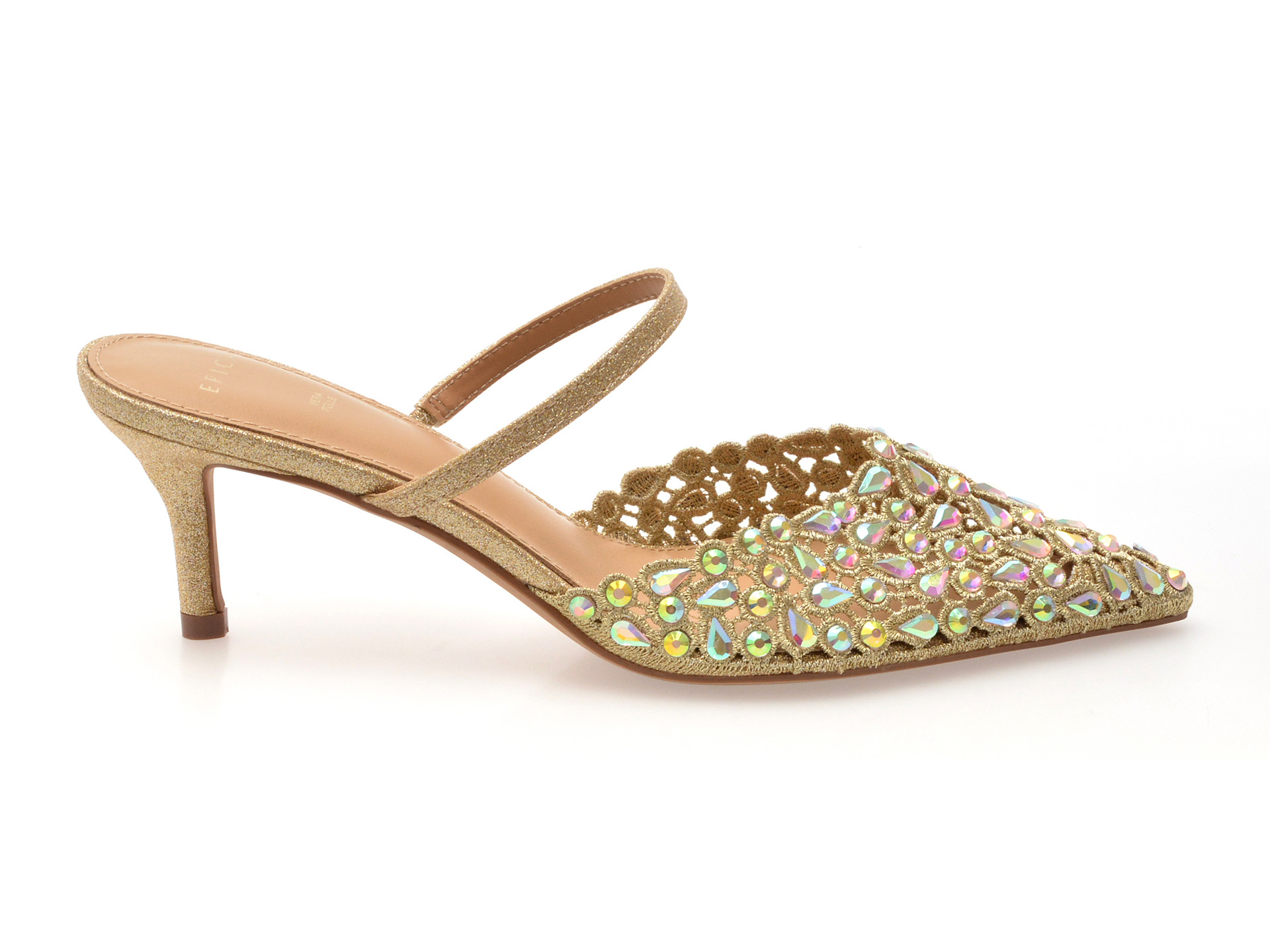 Pantofi eleganti EPICA aurii, 101605, din material textil