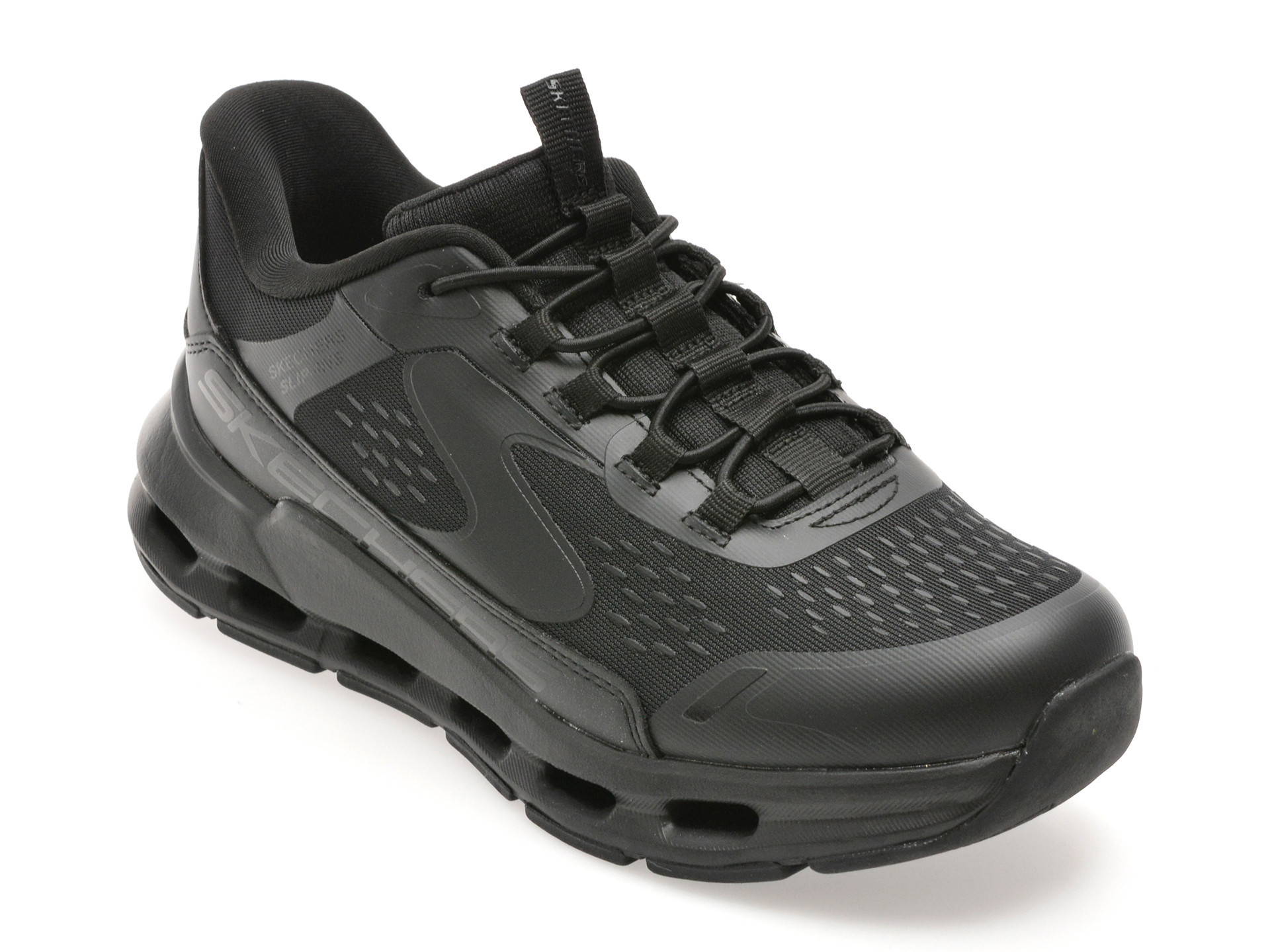 Pantofi sport SKECHERS negri, GLIDE-STEP +, din material textil