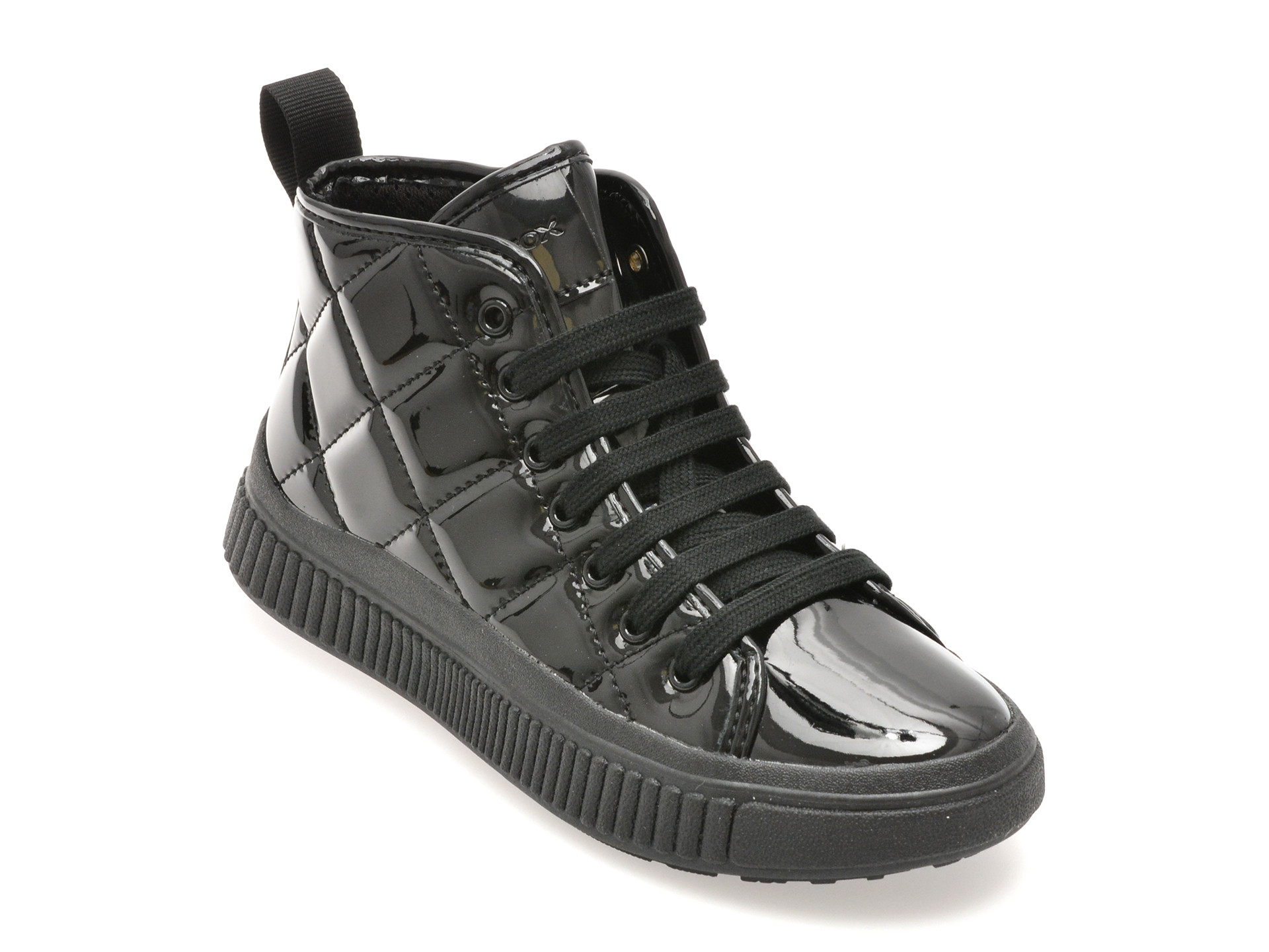 Ghete GEOX negre, J56M3F, din piele ecologica lacuita