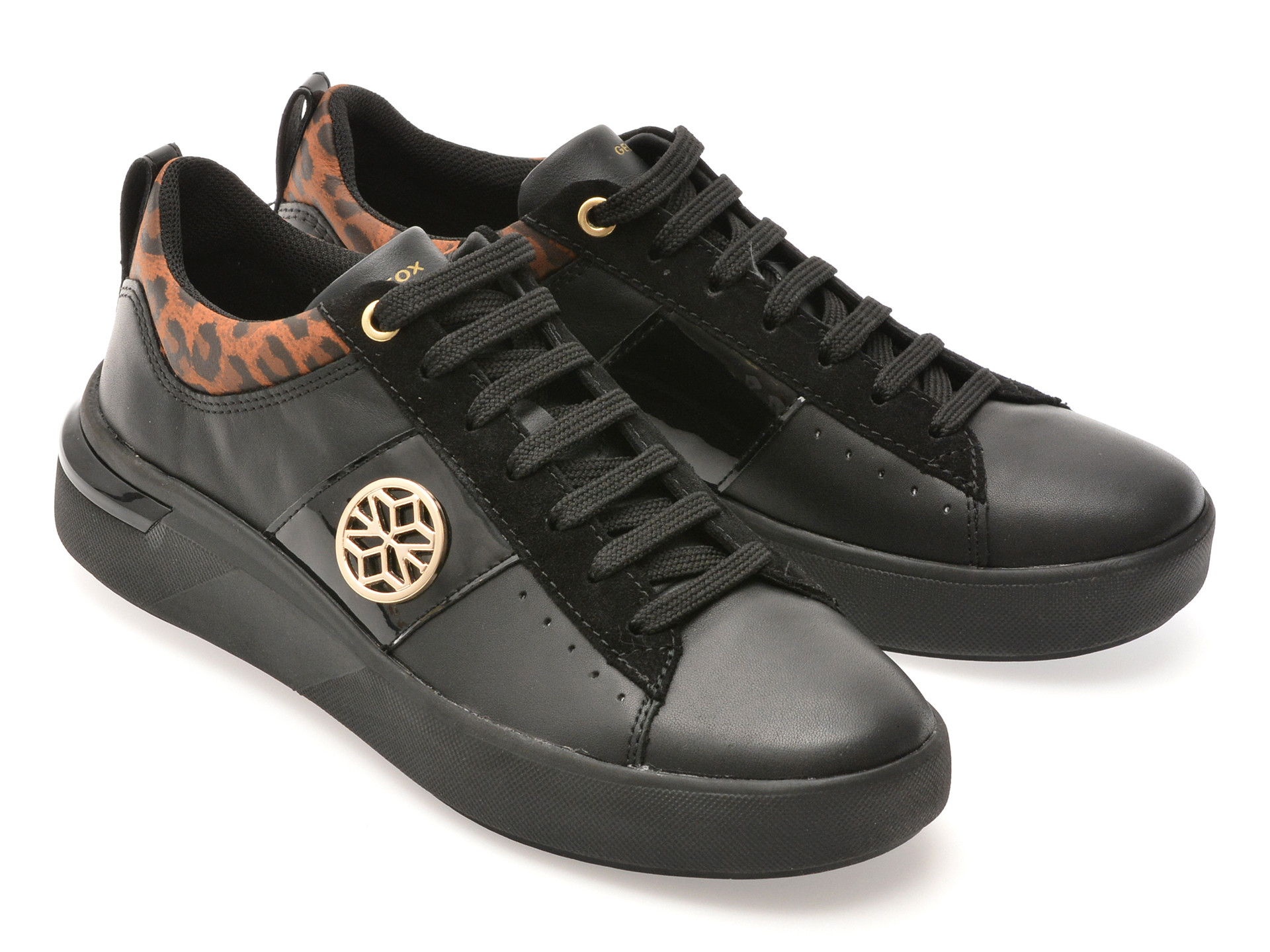 Pantofi sport GEOX negri, D55QFA, din piele naturala