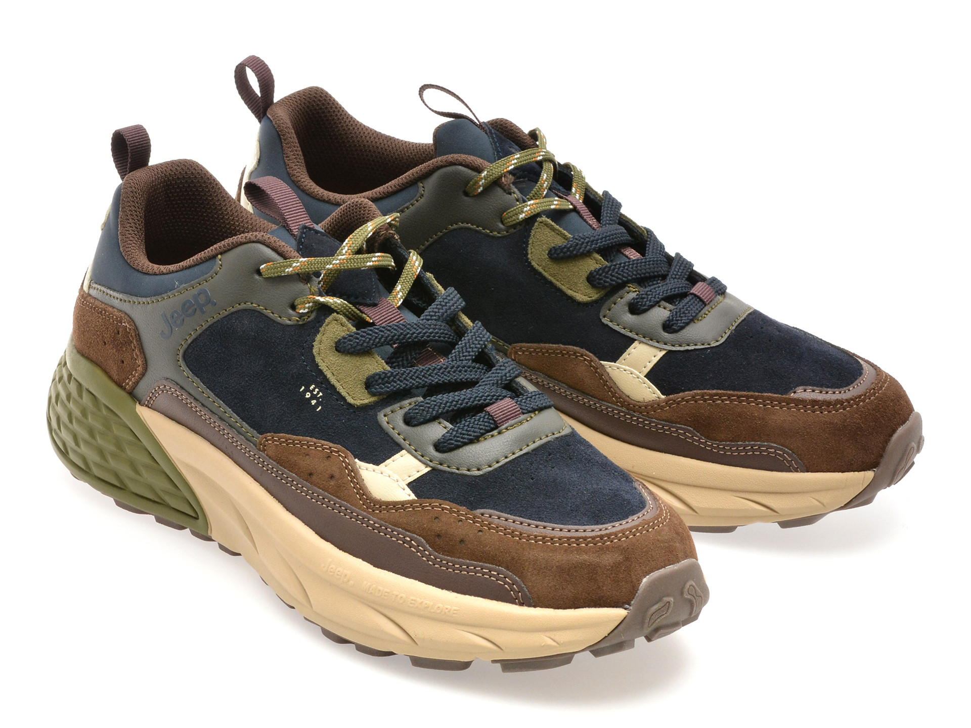 Pantofi sport JEEP bleumarin, M52070A, din piele naturala