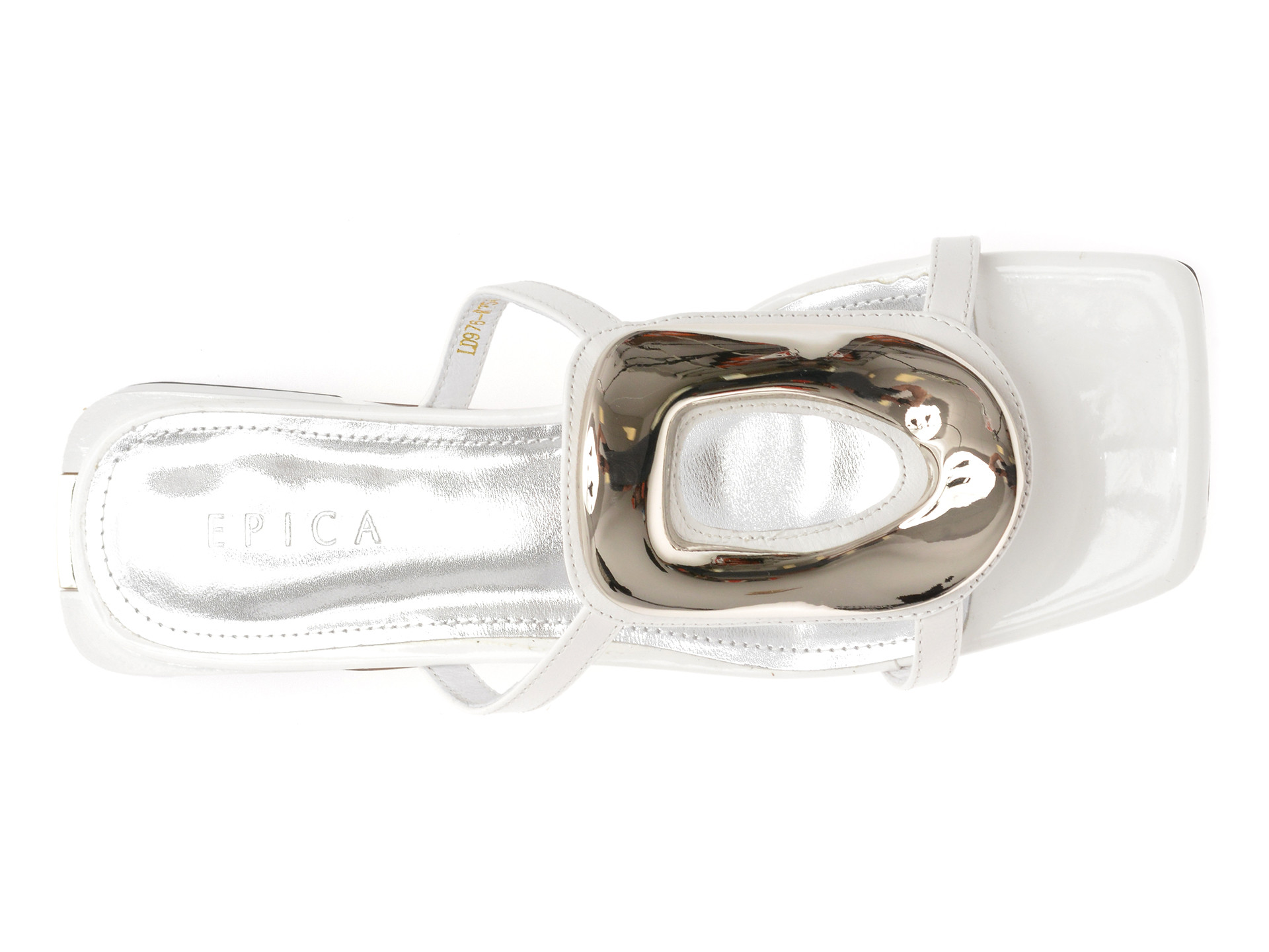 Papuci EPICA albi, LD976, din piele naturala