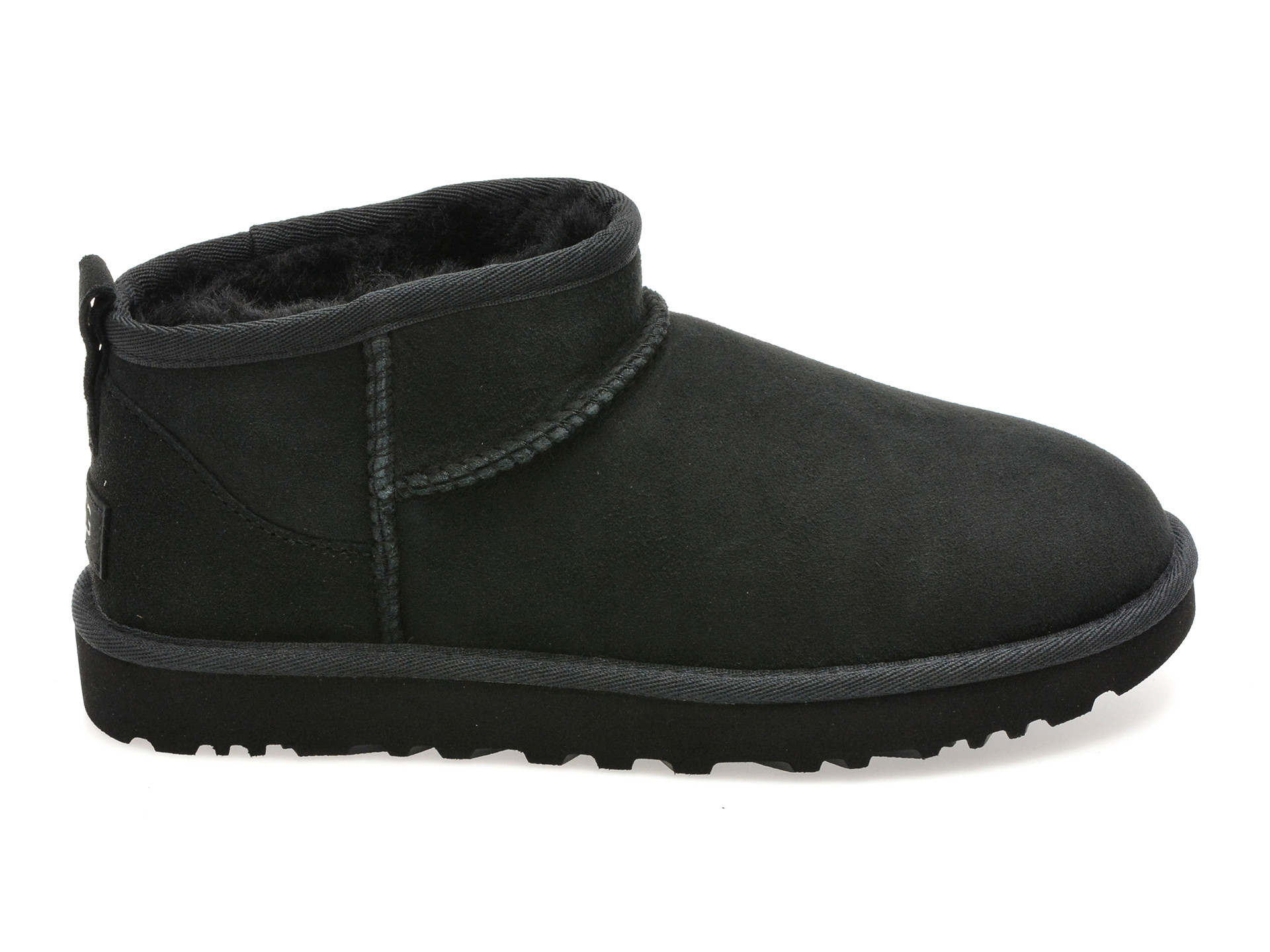 Ghete UGG negre, CLASSIC ULTRA MINI, din piele intoarsa
