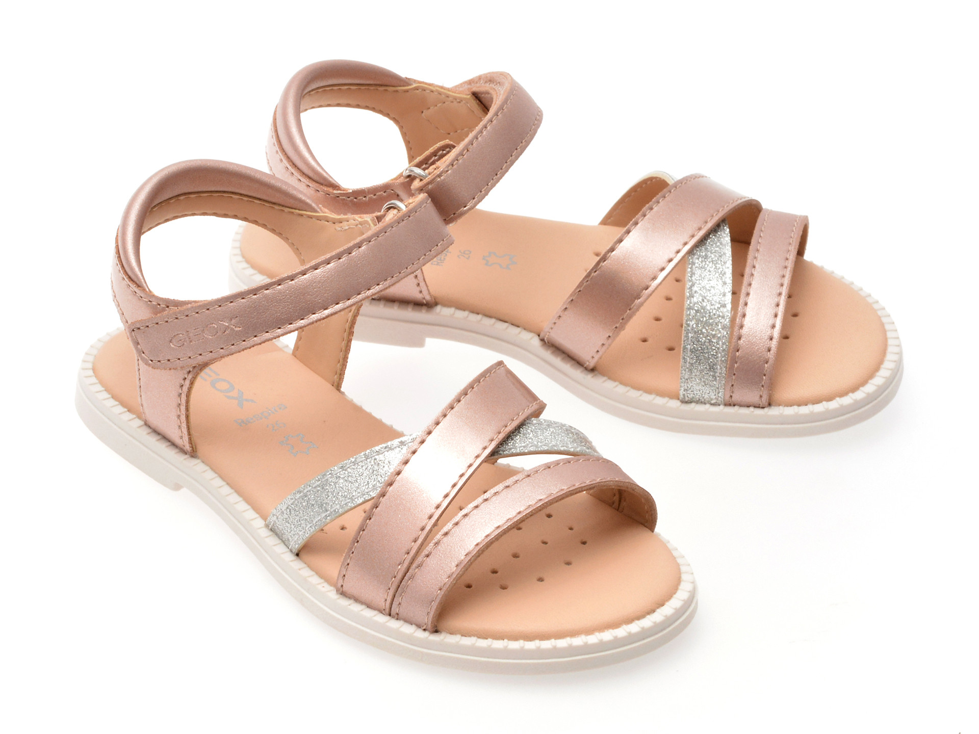 Sandale GEOX roz, J5235D, din piele ecologica